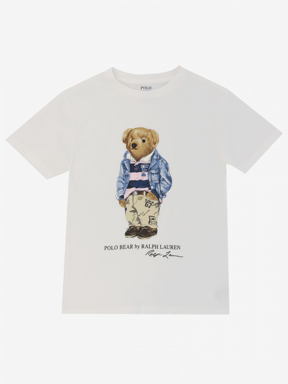 T-shirt Polo Ralph Lauren Boy con stampa orso | T-Shirt Polo Ralph Lauren  Boy Bambino Bianco | T-Shirt Polo Ralph Lauren Boy 323785928 Giglio IT
