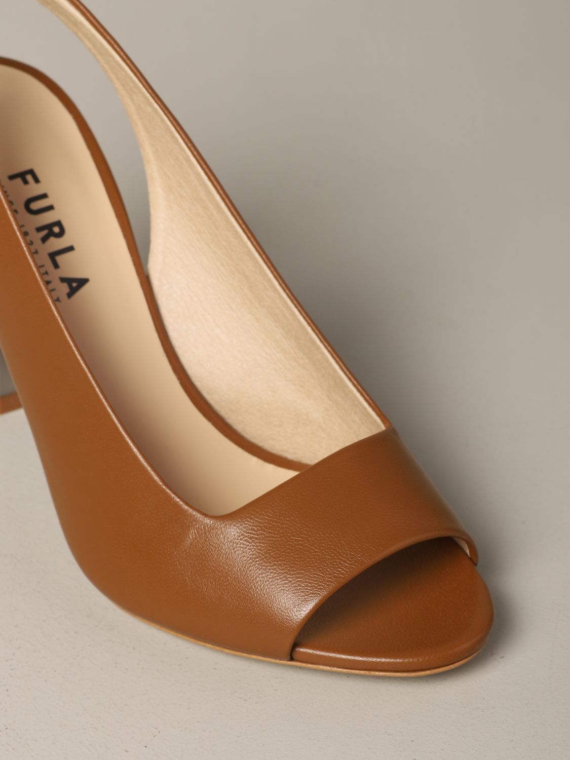 tan leather high heel shoes