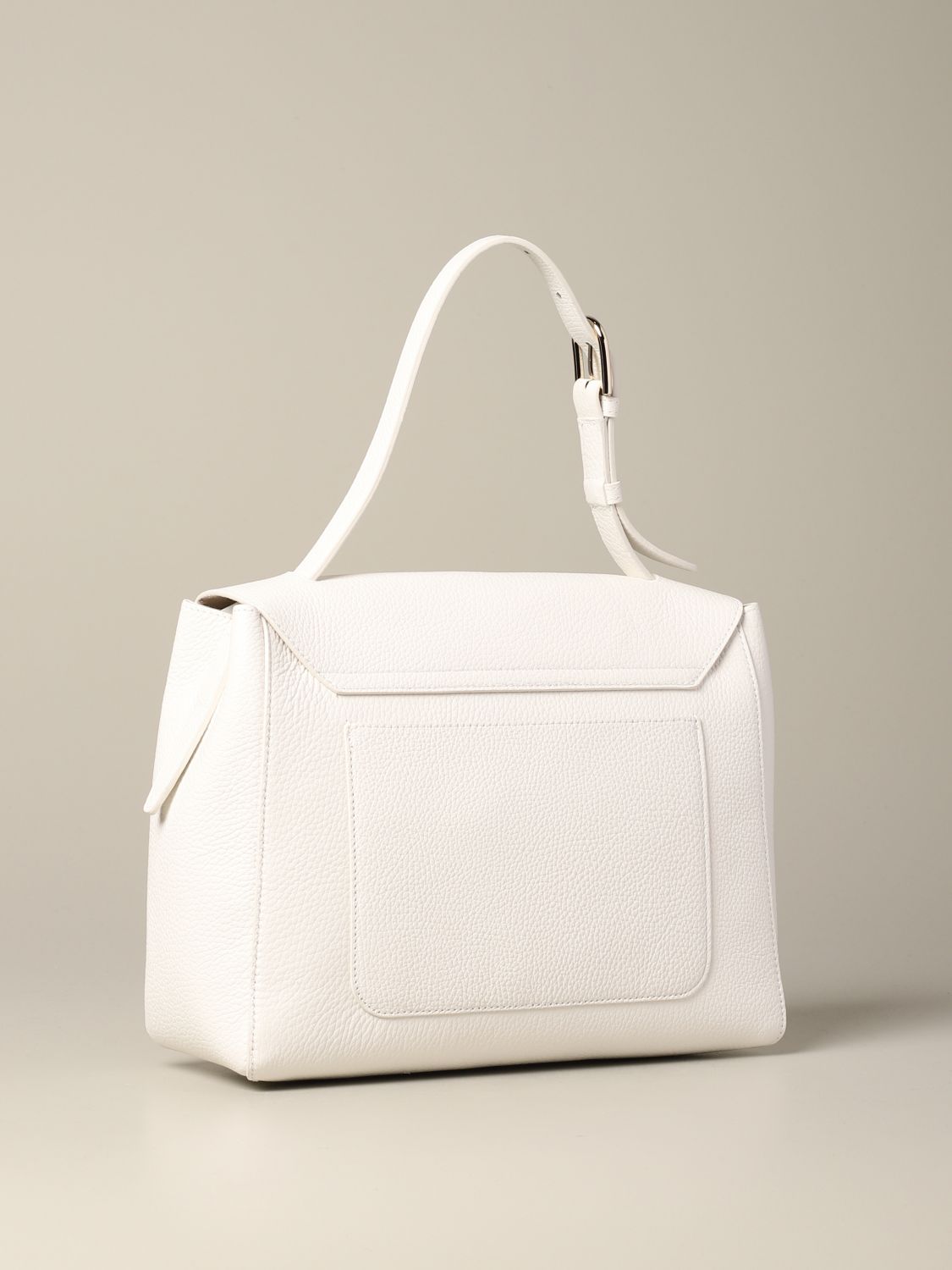 Furla Outlet top handle bag in textured leather White Furla
