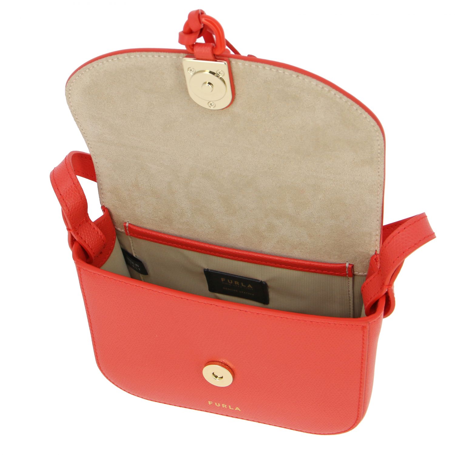 Furla Outlet 1927 shoulder bag in textured leather Red Furla