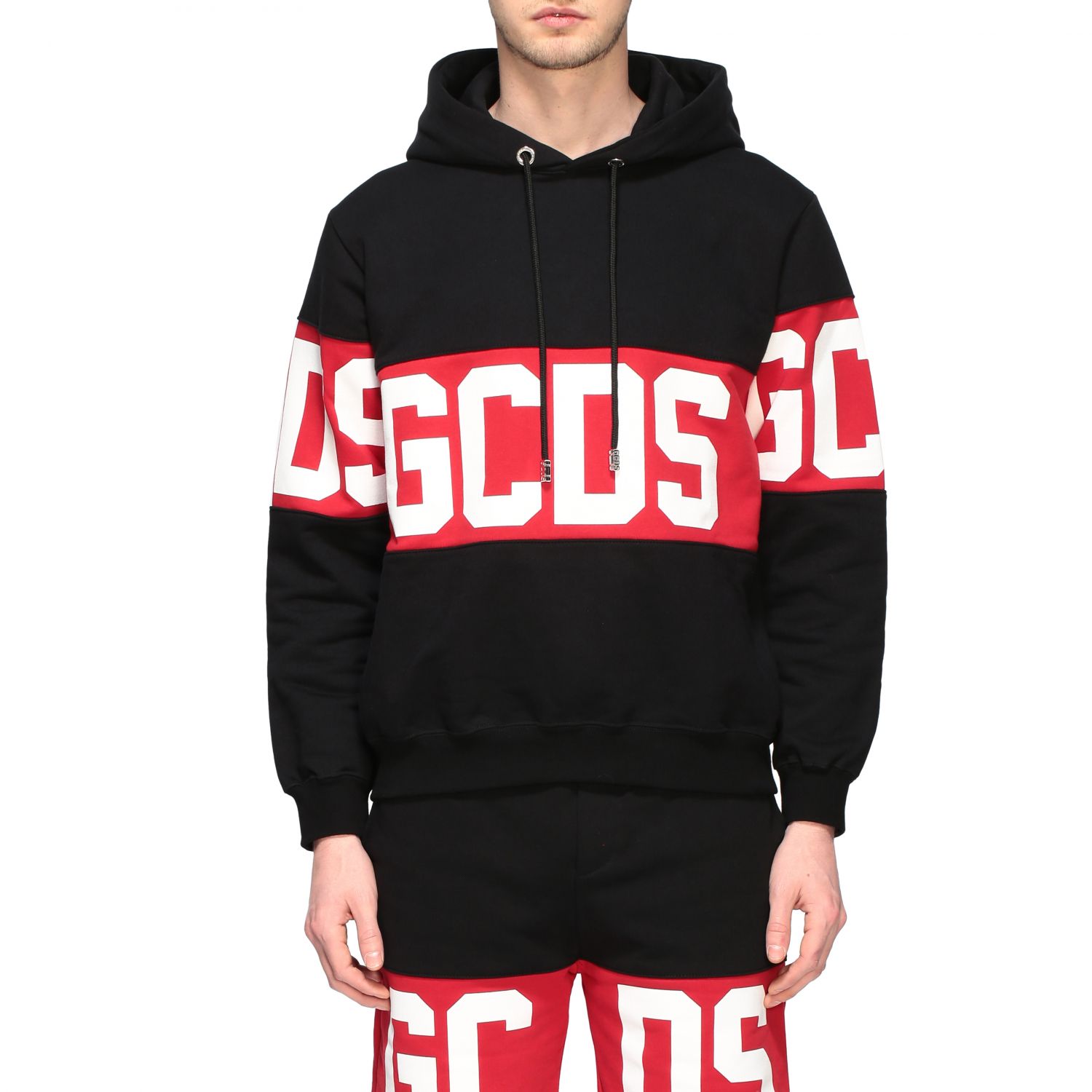 Gcds Outlet: sweatshirt with hood and contrasting band with logo ...