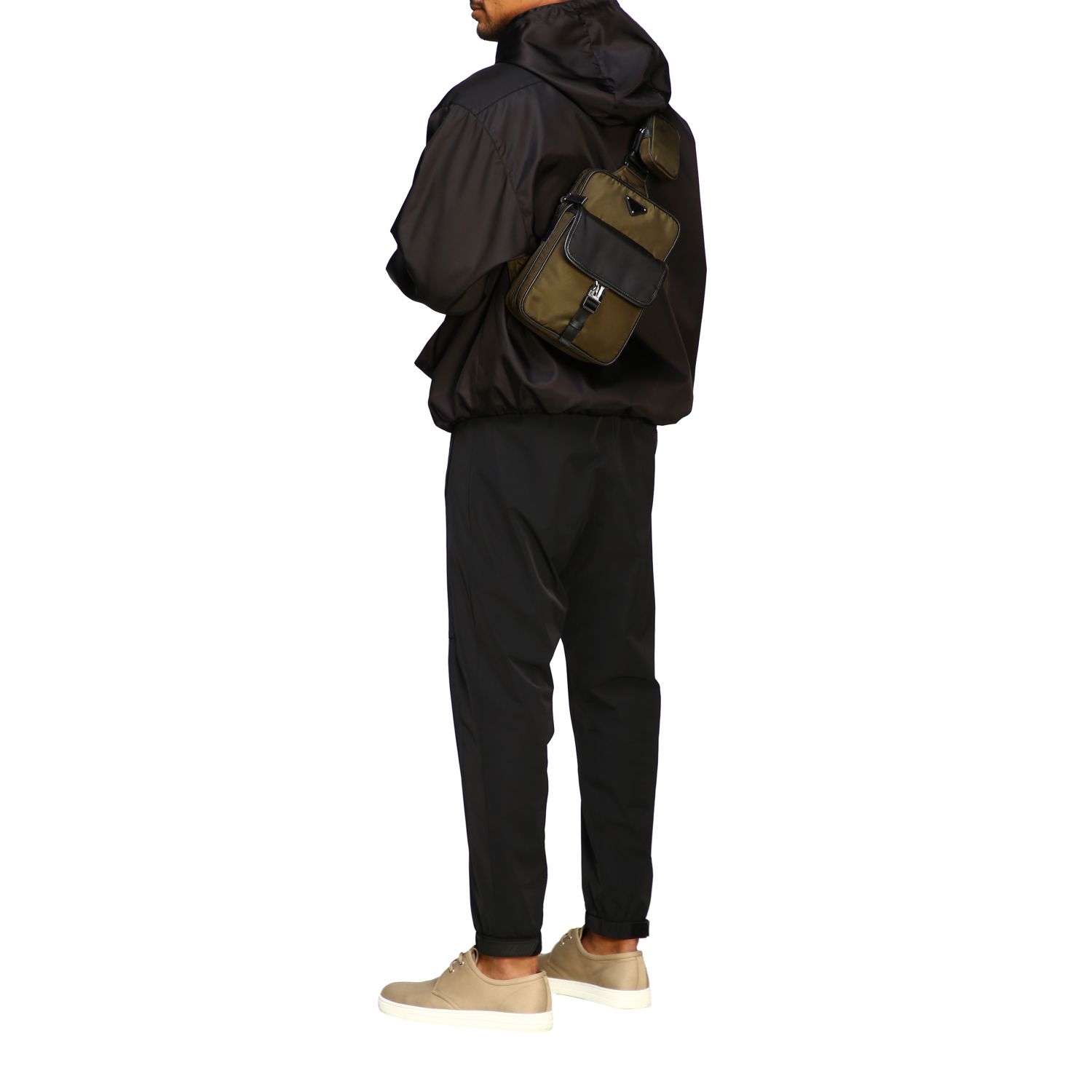 PRADA: One-shoulder backpack in bicolor 