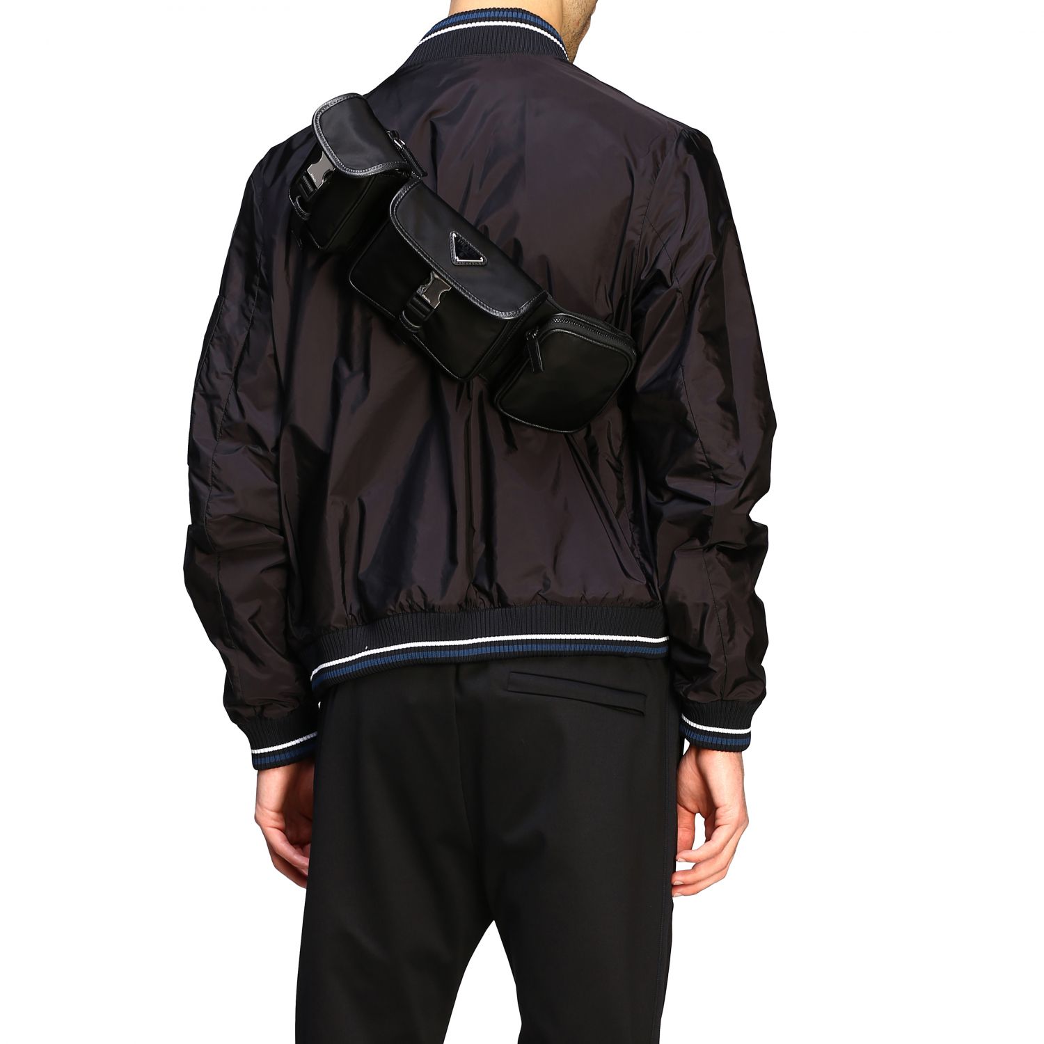 PRADA: 3-pocket nylon pouch - Black | Prada belt bag 2VL018 OOO 64 online  on 