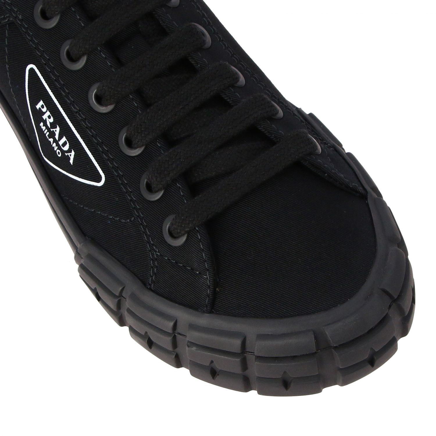 Baskets Prada: Sneakers Prada en toile et caoutchouc avec logo noir 4