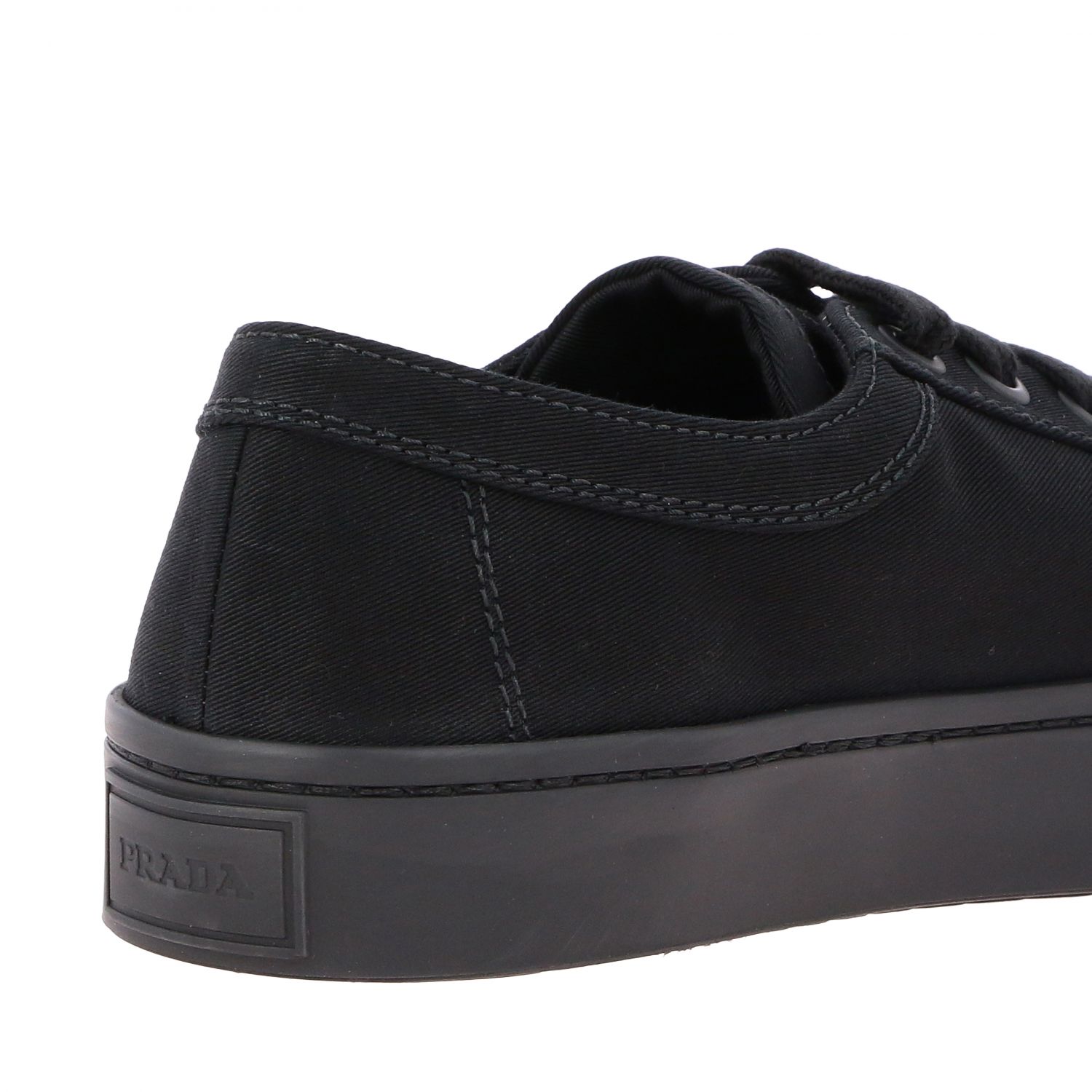 Baskets Prada: Sneakers Prada en toile et caoutchouc avec logo noir 5
