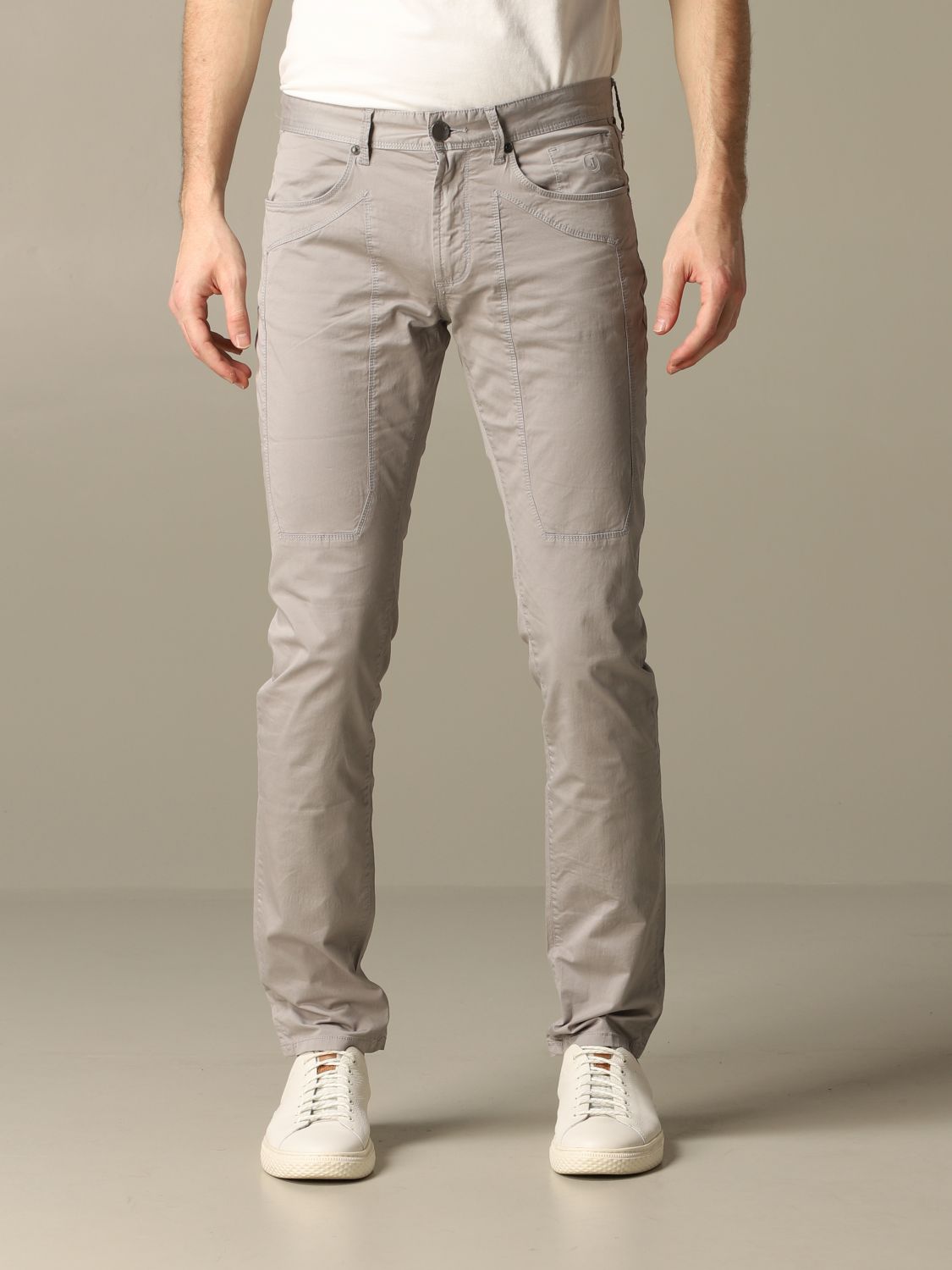 Jeckerson Outlet: Pantalone in gabardine light con toppe - Grigio | Pantalone  Jeckerson P20P00UPA077 T012374 GIGLIO.COM
