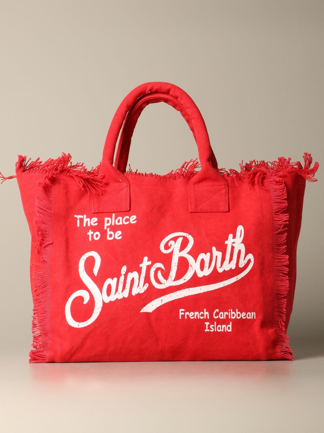 MC2 SAINT BARTH: Vanity shopping bag in canvas - Red | Tote Bags Mc2 ...