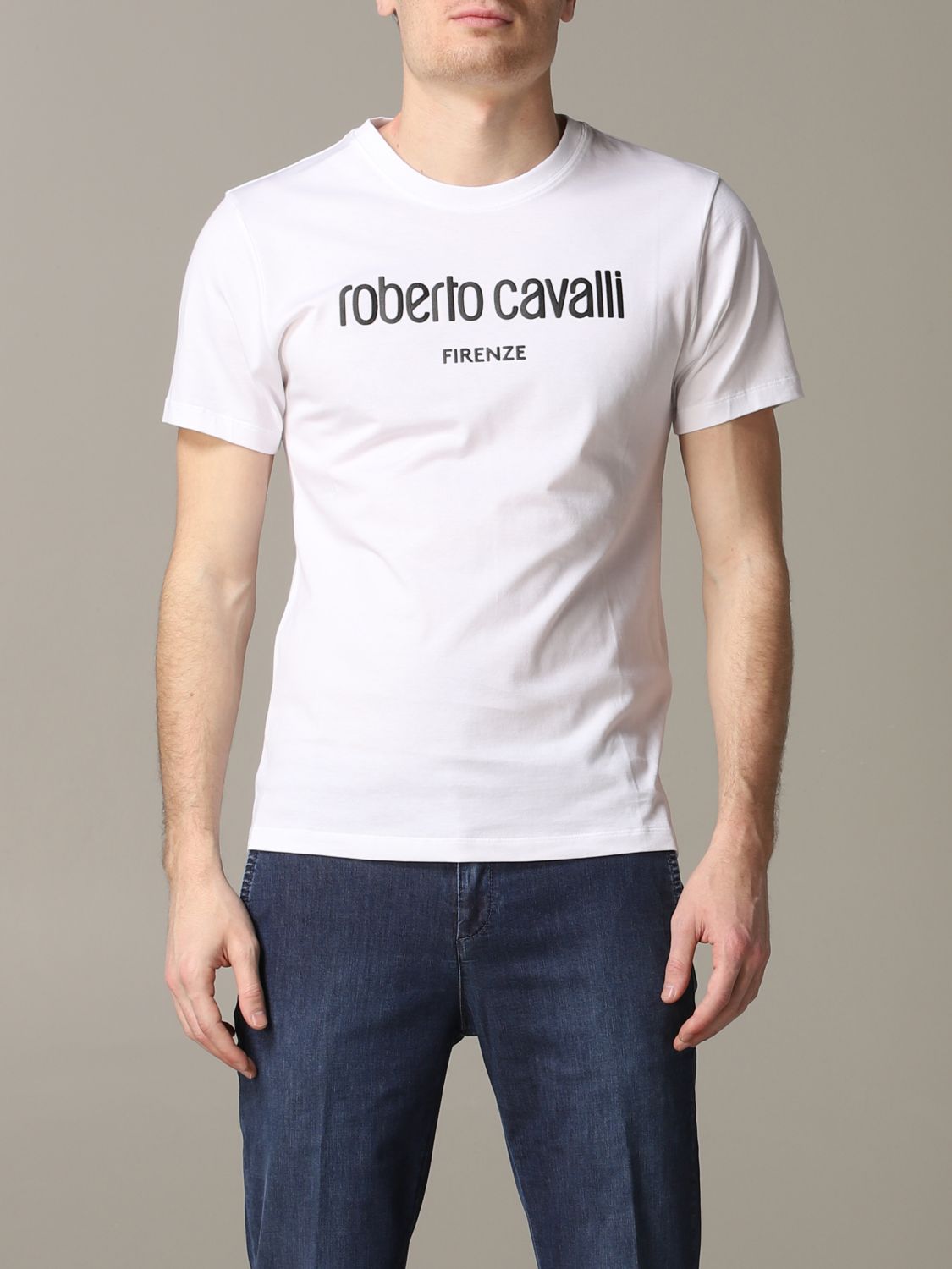 chokerende Slør Mobilisere Roberto Cavalli Outlet: t-shirt for man - White | Roberto Cavalli t-shirt  JNT613 JD060 online on GIGLIO.COM