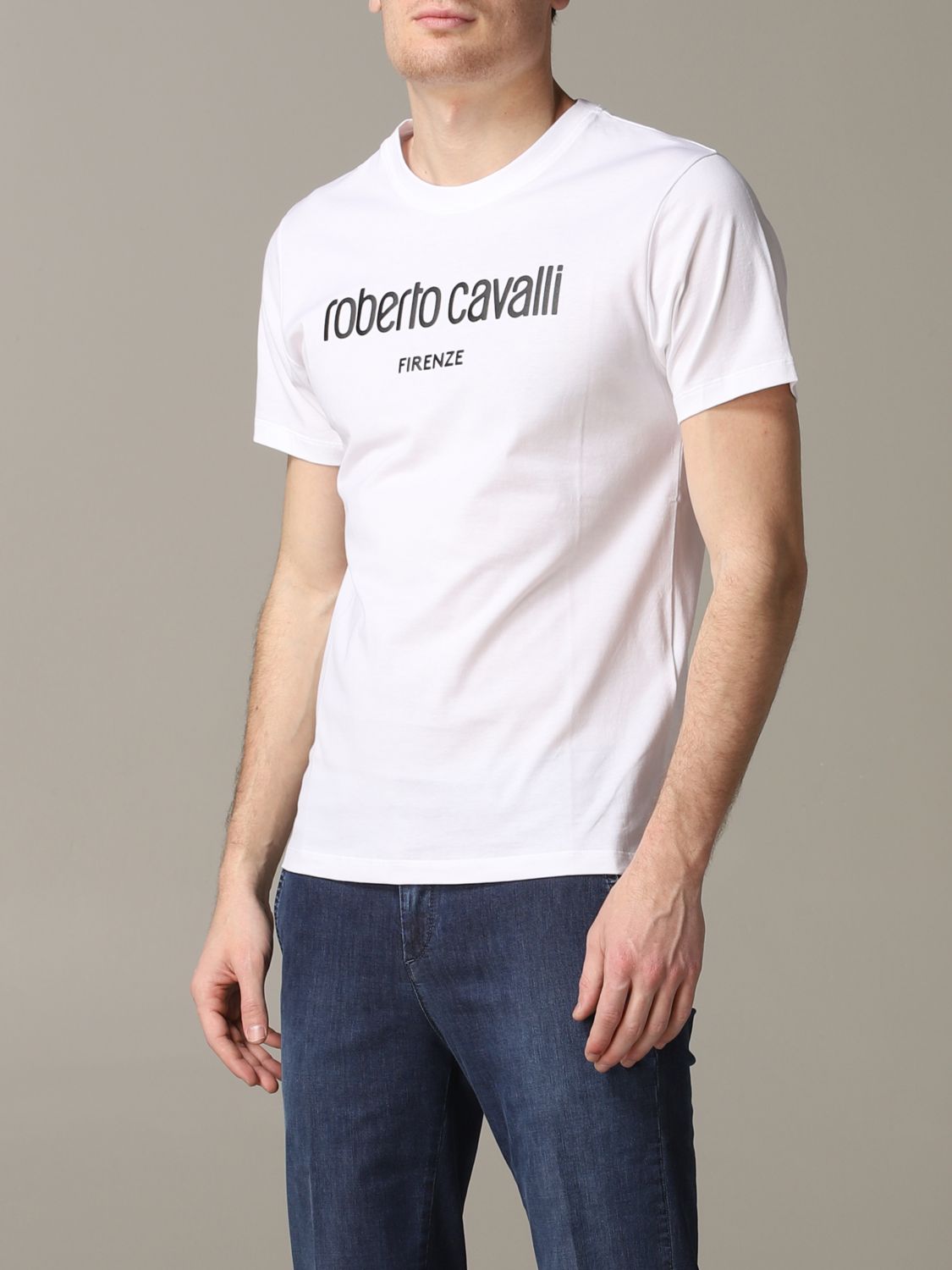 variabel Onderscheiden Het beste Roberto Cavalli Outlet: t-shirt for man - White | Roberto Cavalli t-shirt  JNT613 JD060 online on GIGLIO.COM