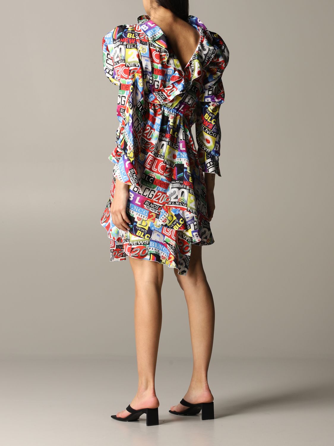 BALENCIAGA: dress with magazine print | Dress Balenciaga Women ...