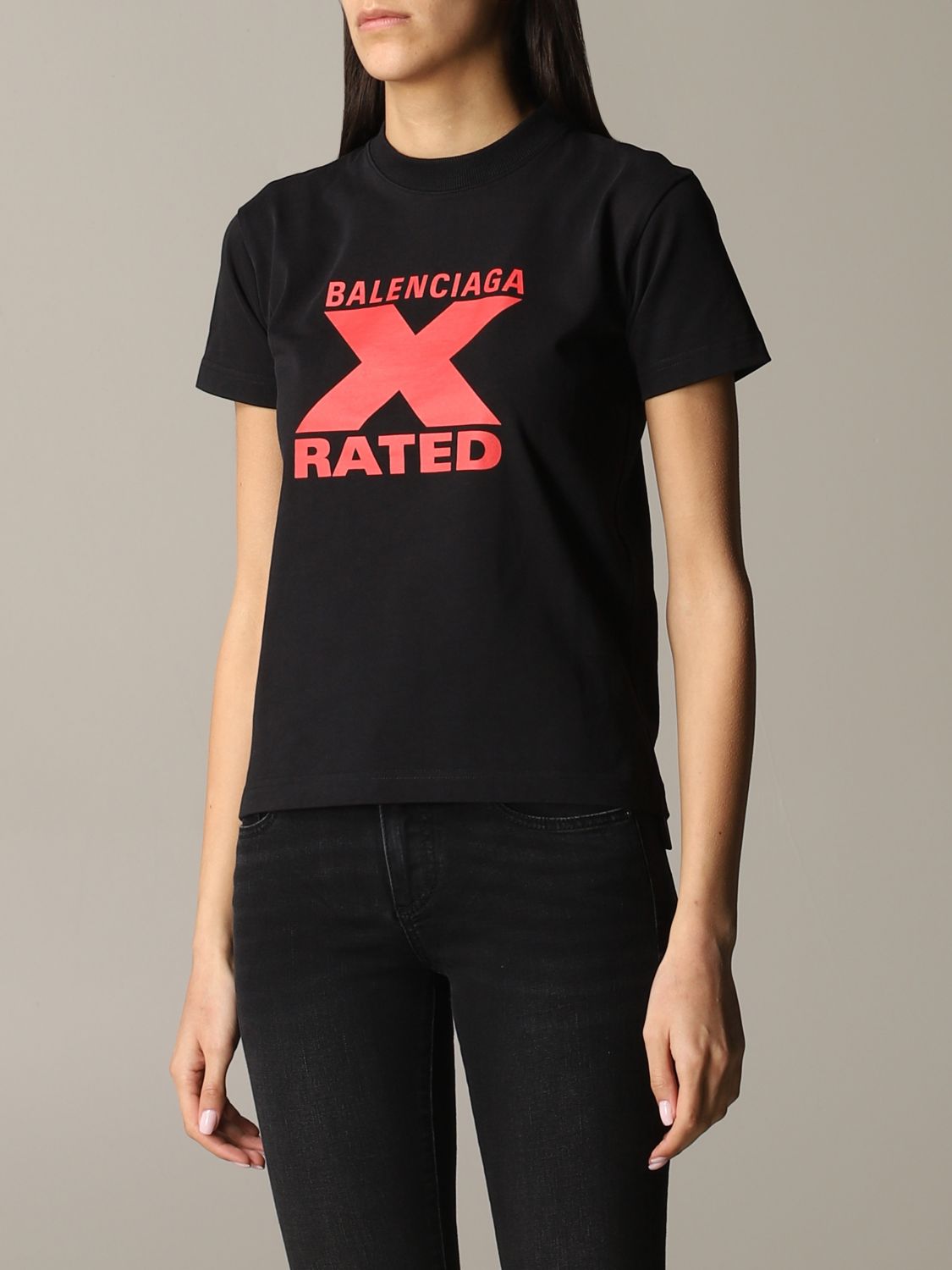 Balenciaga Outlet: T-shirt with x rated logo | T-Shirt Balenciaga Women ...
