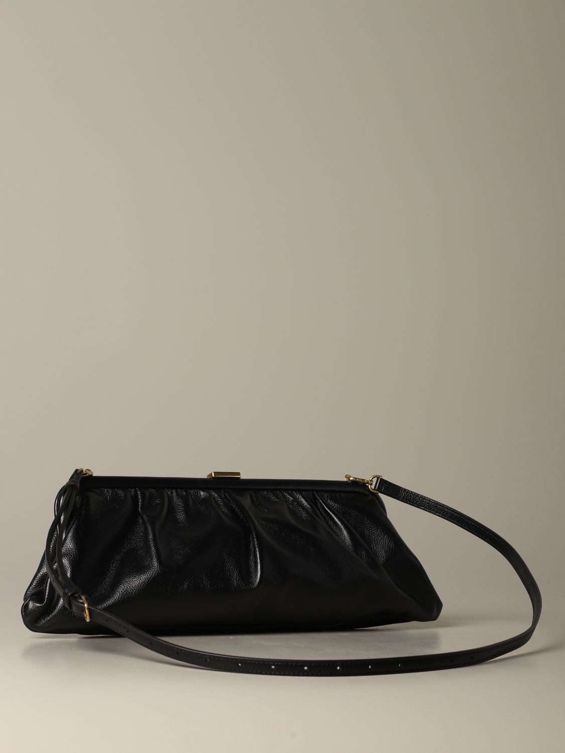 Balenciaga Outlet: XL Cloud leather clutch with logo - Black