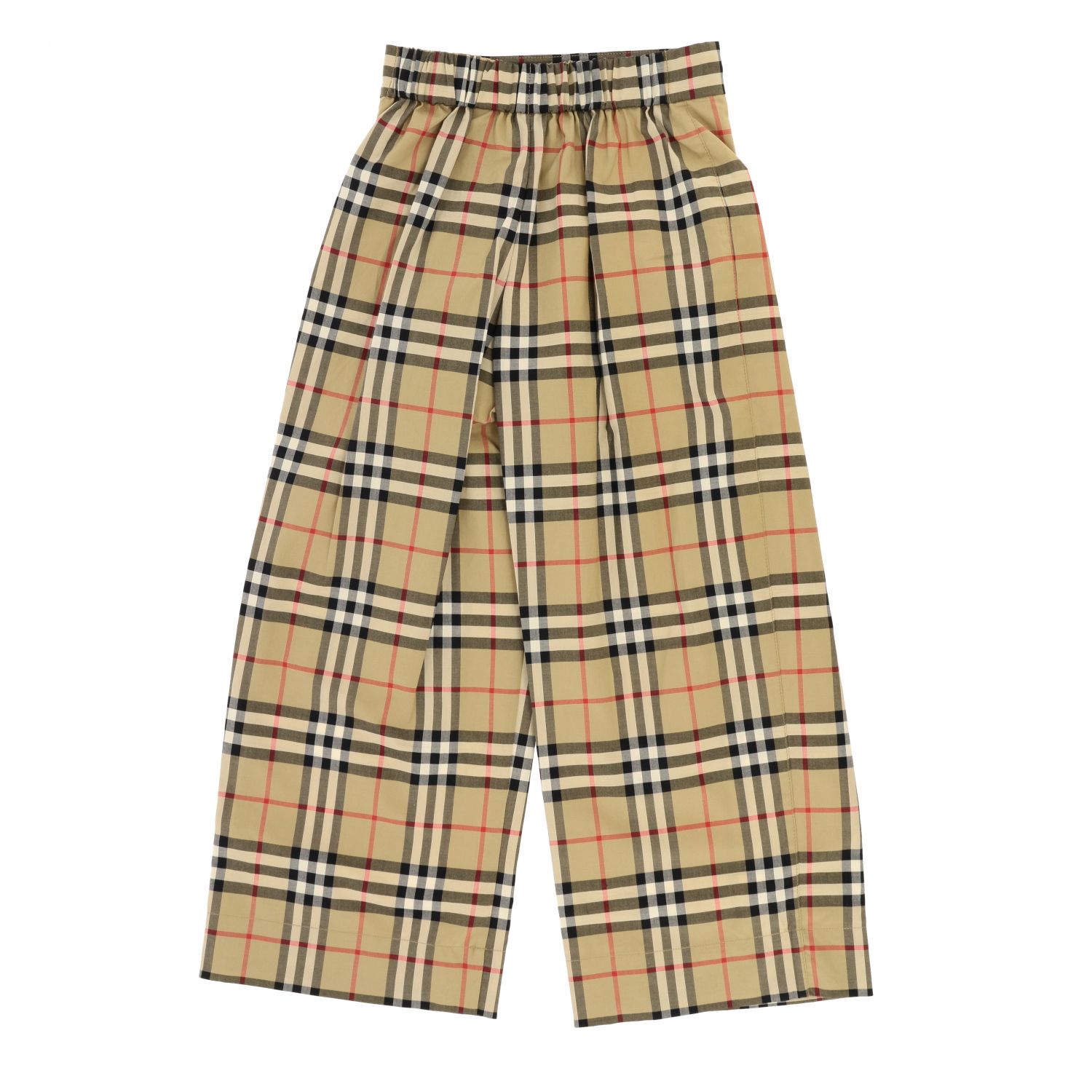 BURBERRY: check trousers with buttons - Beige | Burberry pants 8026389 ...