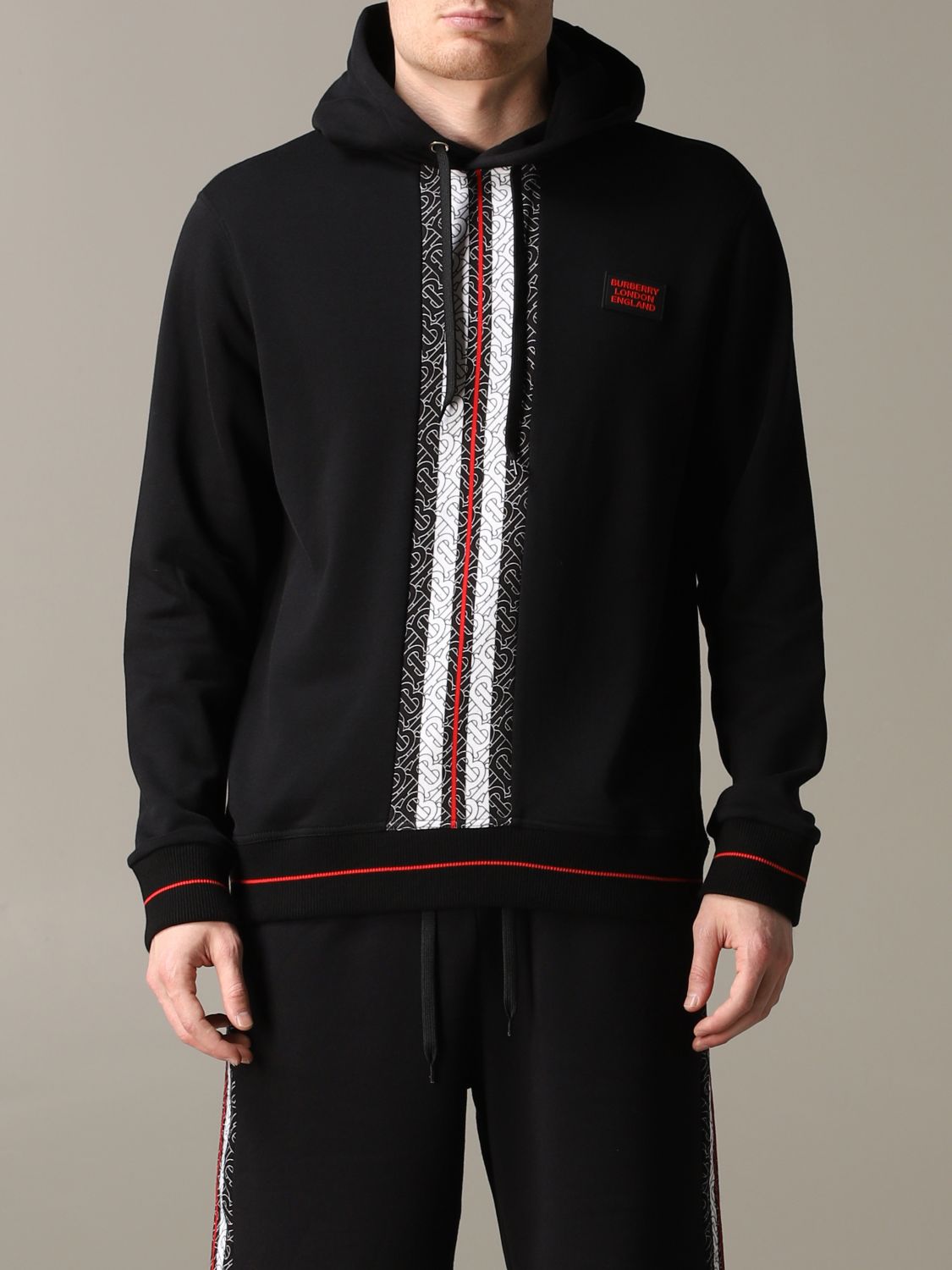 Burberry Outlet: hoodie tb band | Burberry Men Black | Sweatshirt Burberry 8026940 GIGLIO.COM