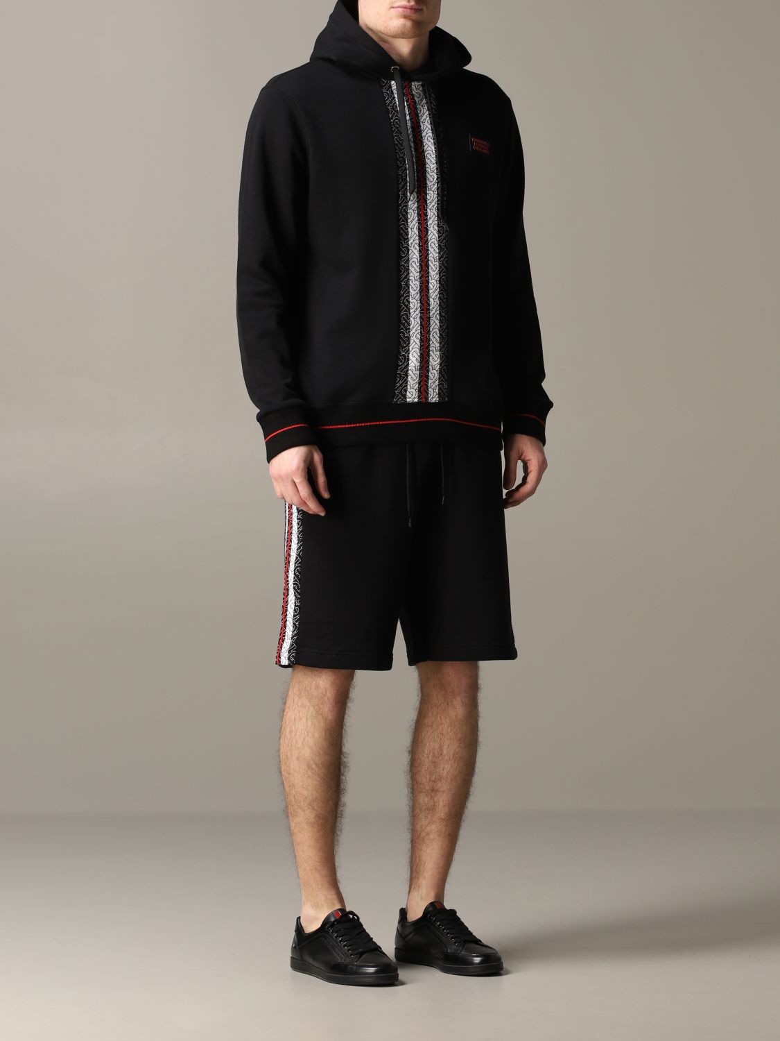 Burberry Outlet: hoodie with all-over tb band - Black | Burberry ...