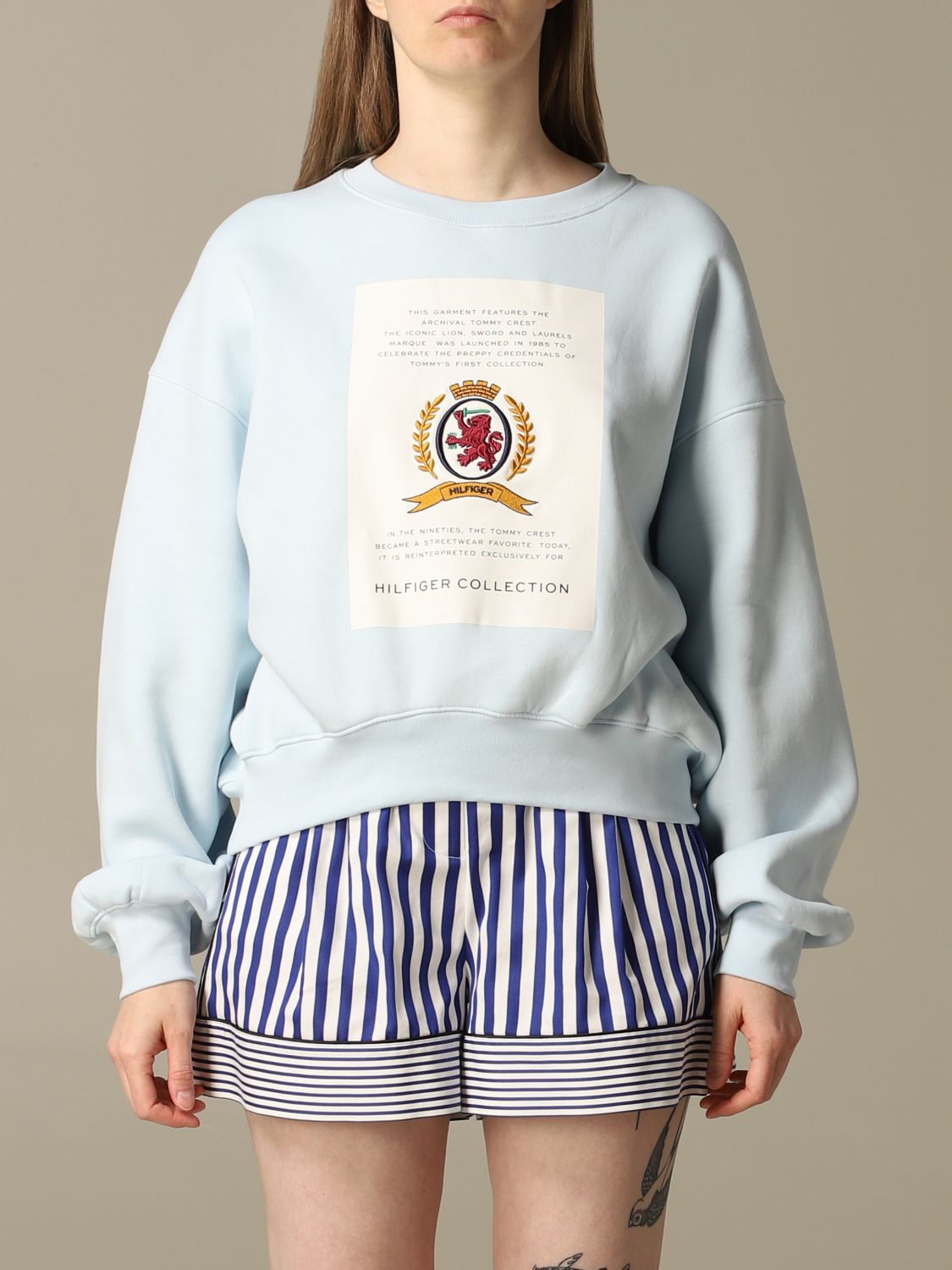 Tommy Hilfiger sweatshirt for woman Sky Blue | Tommy Collection sweatshirt RW0RW01809 online on GIGLIO.COM