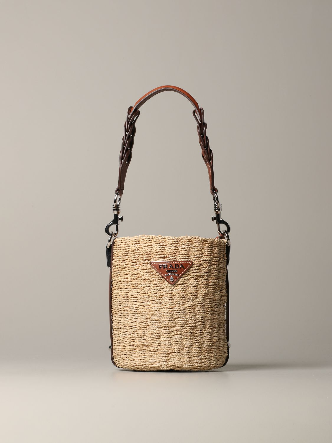 PRADA: raffia bucket bag | Shoulder Bag 