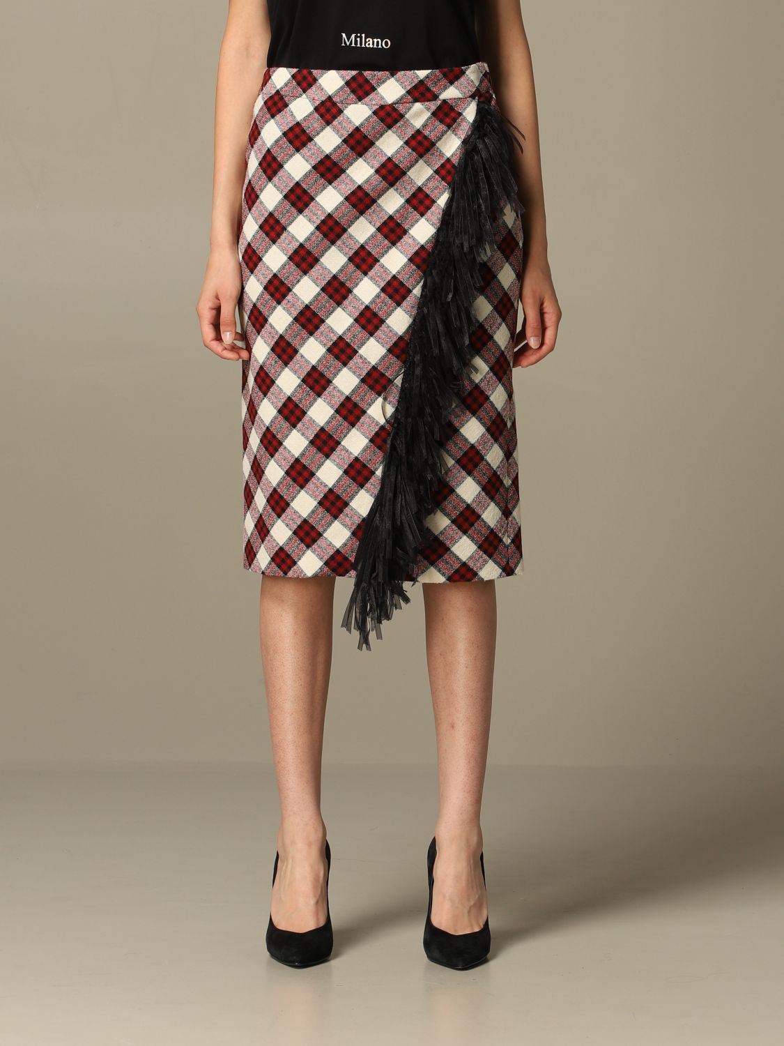 moschino checkered skirt