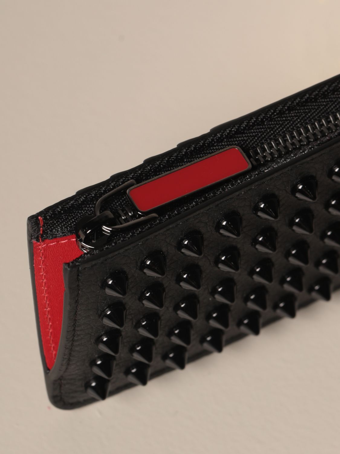 CHRISTIAN LOUBOUTIN: Credilou credit card holder in leather with studs | Christian Louboutin Men Black | Wallet Christian Louboutin 1205017 GIGLIO.COM