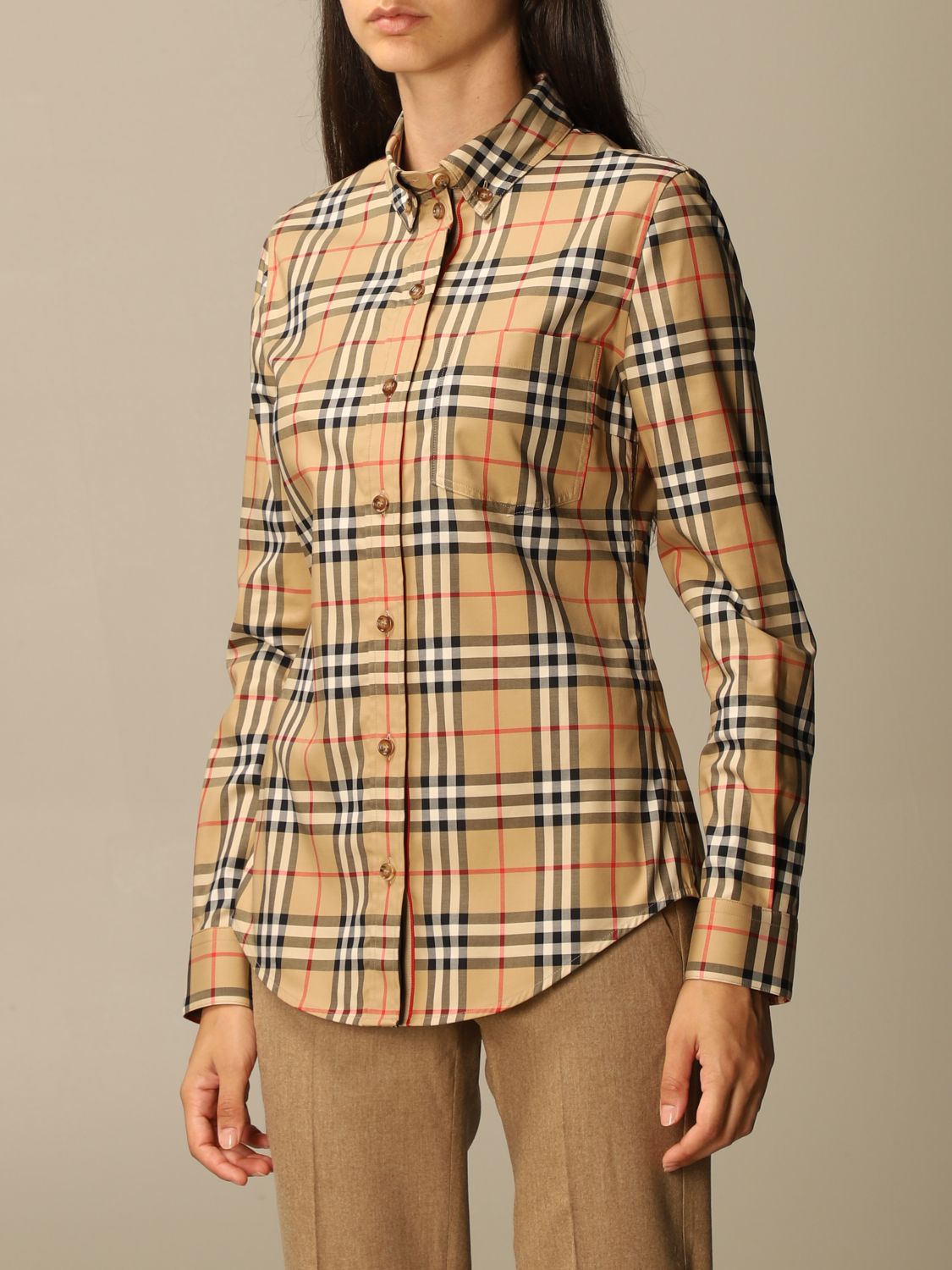 BURBERRY: Lapwing shirt in cotton with vintage check pattern | Shirt ...