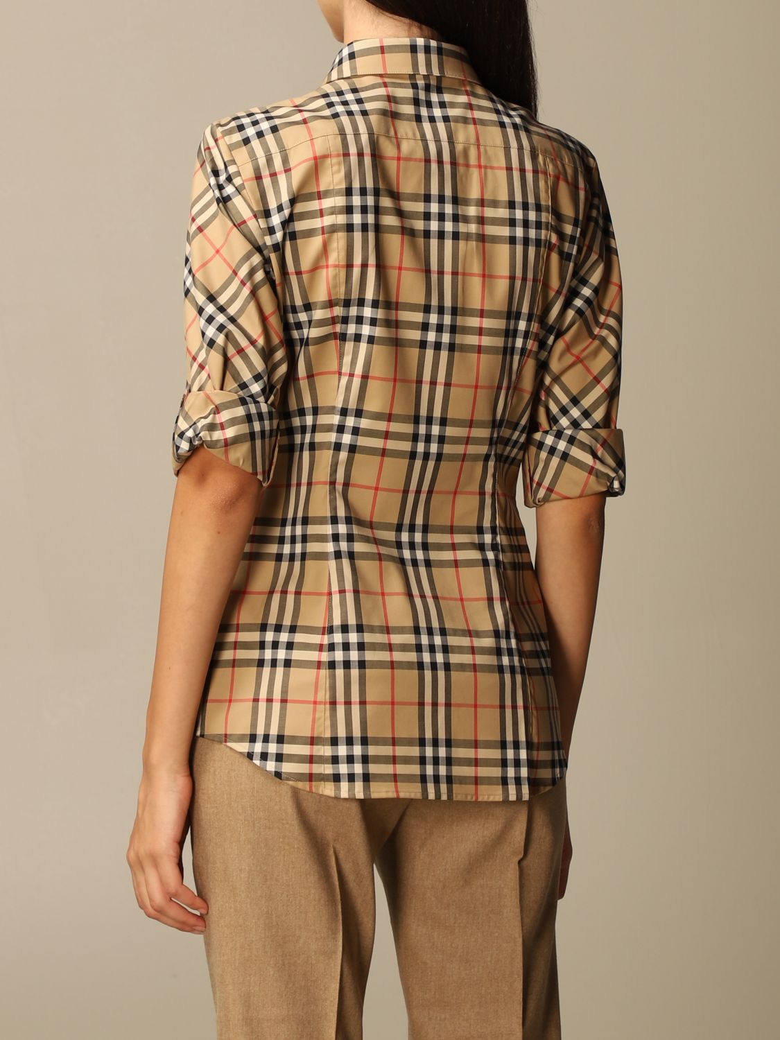 BURBERRY: Luka shirt in cotton twill with vintage check pattern - Beige | Burberry  shirt 8018475 online on 