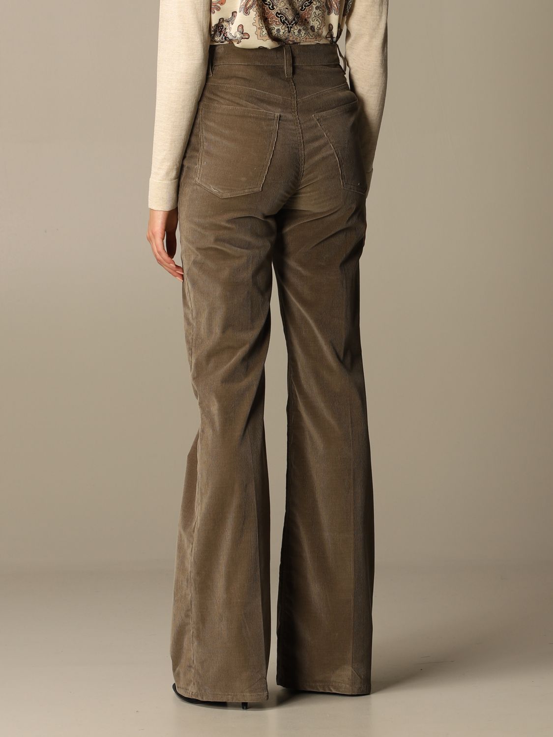 Etro Outlet: Pantalone in velluto di cotone a costine - Beige | Pantalone  Etro 19192 0130 GIGLIO.COM