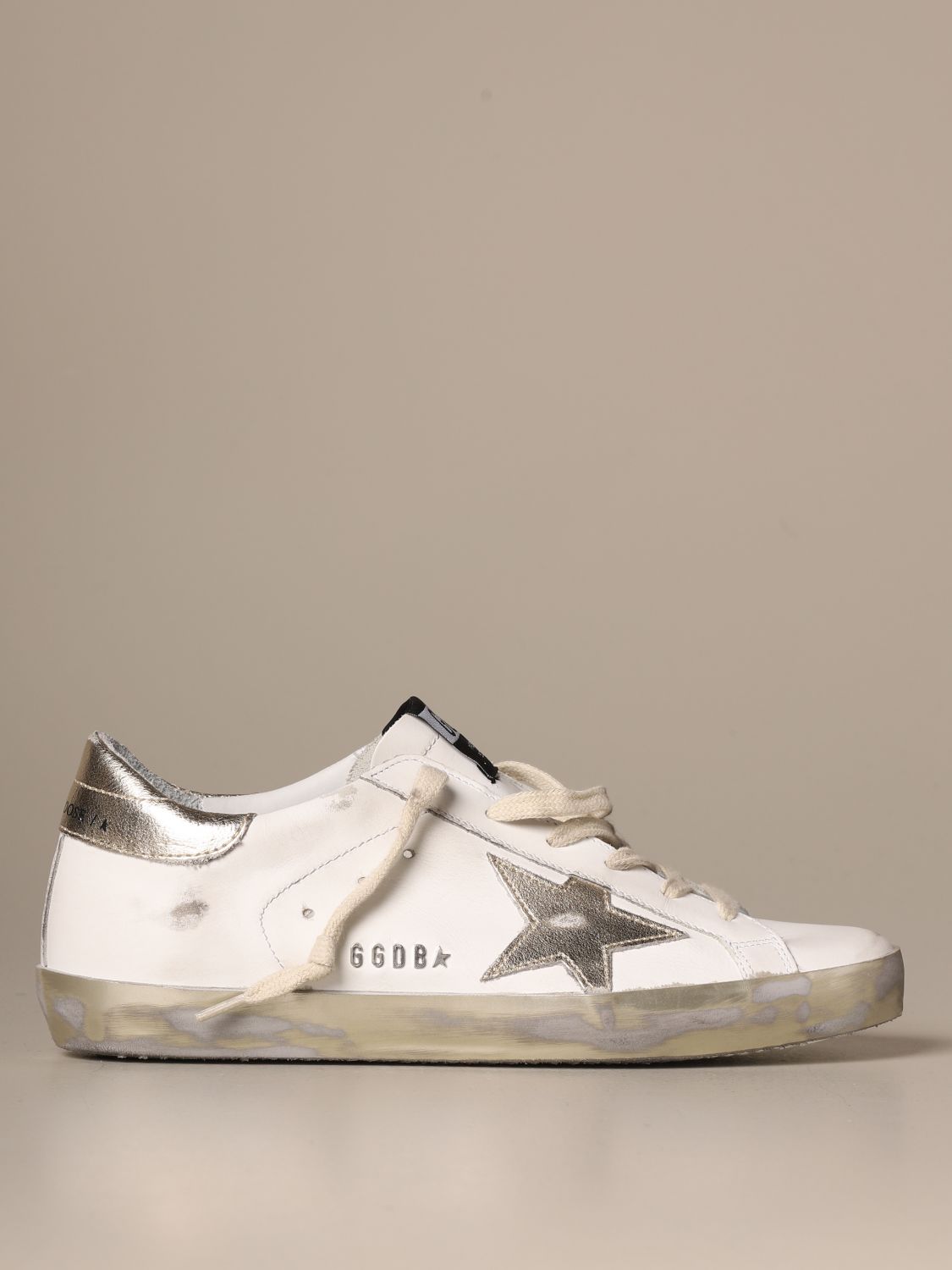 GOLDEN GOOSE: Superstar classic sneakers with laminated star - White ...