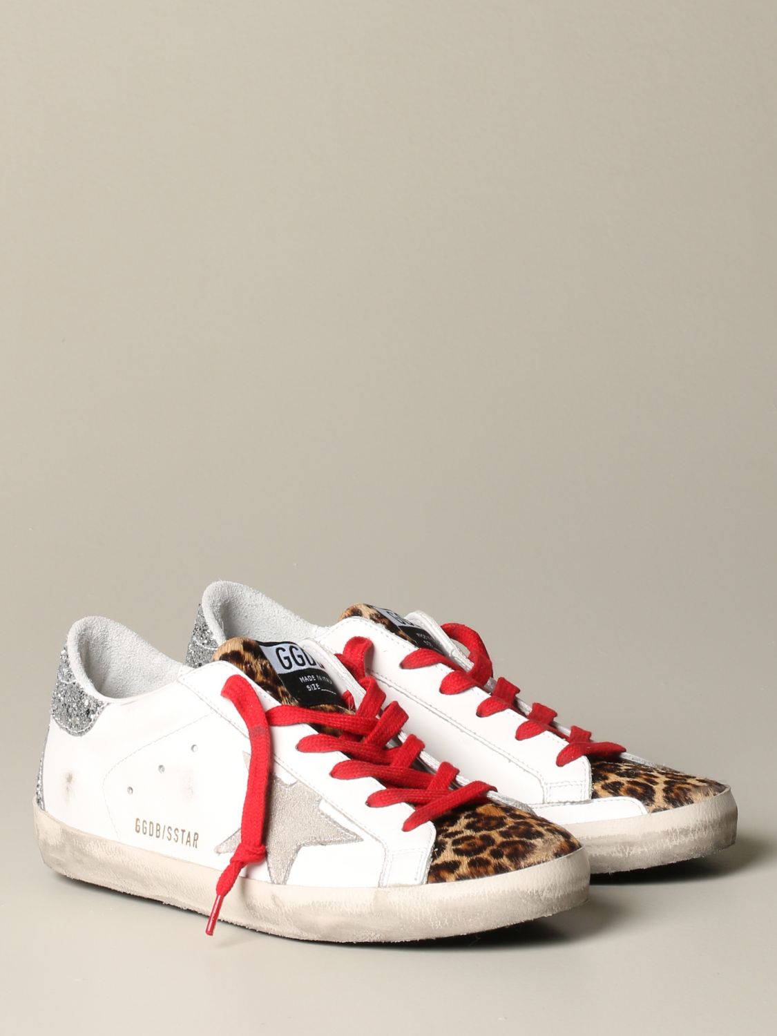 GOLDEN GOOSE: Superstar classic sneakers in leather and spotted pony -  White | Sneakers Golden Goose GWF00102.F000224.80244 GIGLIO.COM