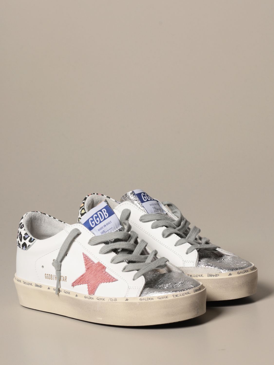 GOLDEN GOOSE: Hi Star sneaker in leather and pony skin - White | Golden ...