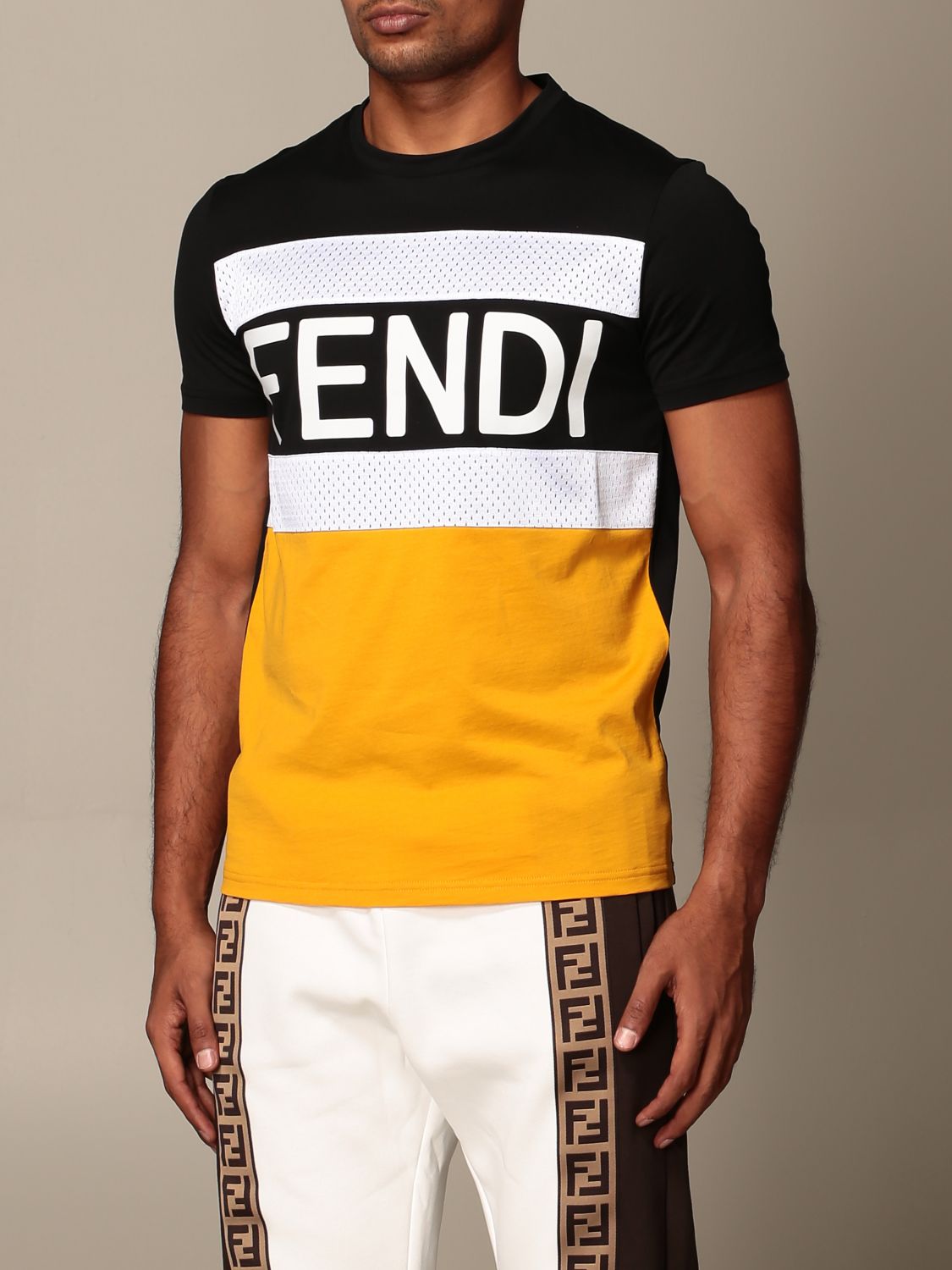 black and yellow fendi t shirt