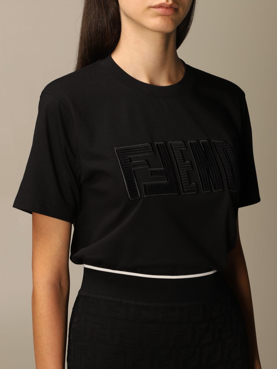 FENDI T shirt femme Noir T Shirt Fendi FS7254 AD8Z en ligne