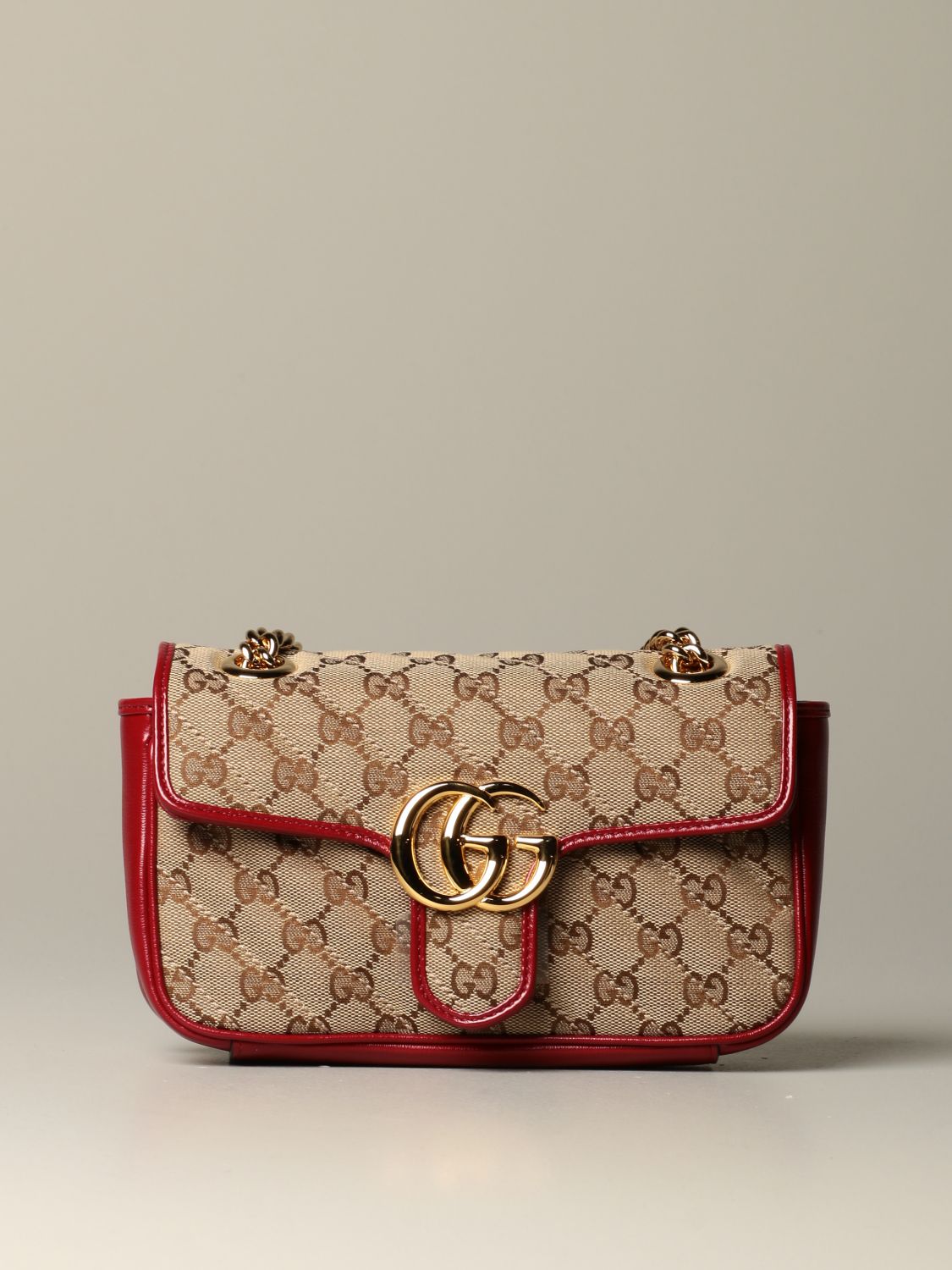 GUCCI: GG Marmont original shoulder bag - Red  Gucci mini bag 446744 HVKEG  online at