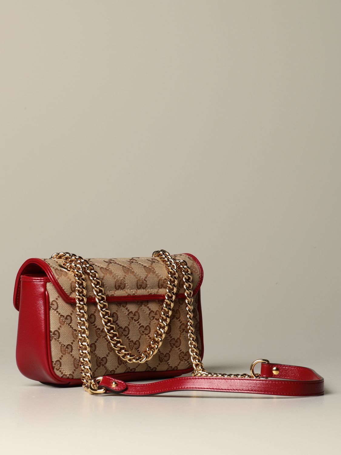 GUCCI: Sac à bandoulière GG Marmont original - Rouge  Mini Sac À Main Gucci  446744 HVKEG en ligne sur