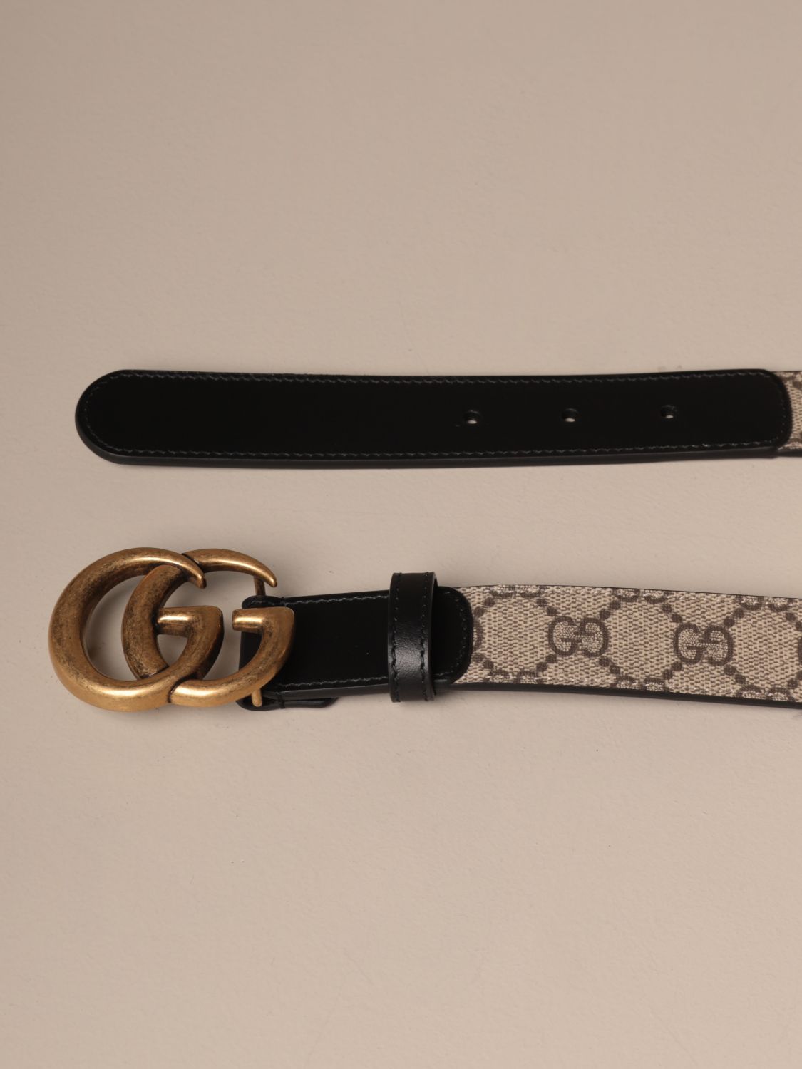 GUCCI: belt in GG Supreme fabric | Belt Gucci Women Black | Belt Gucci