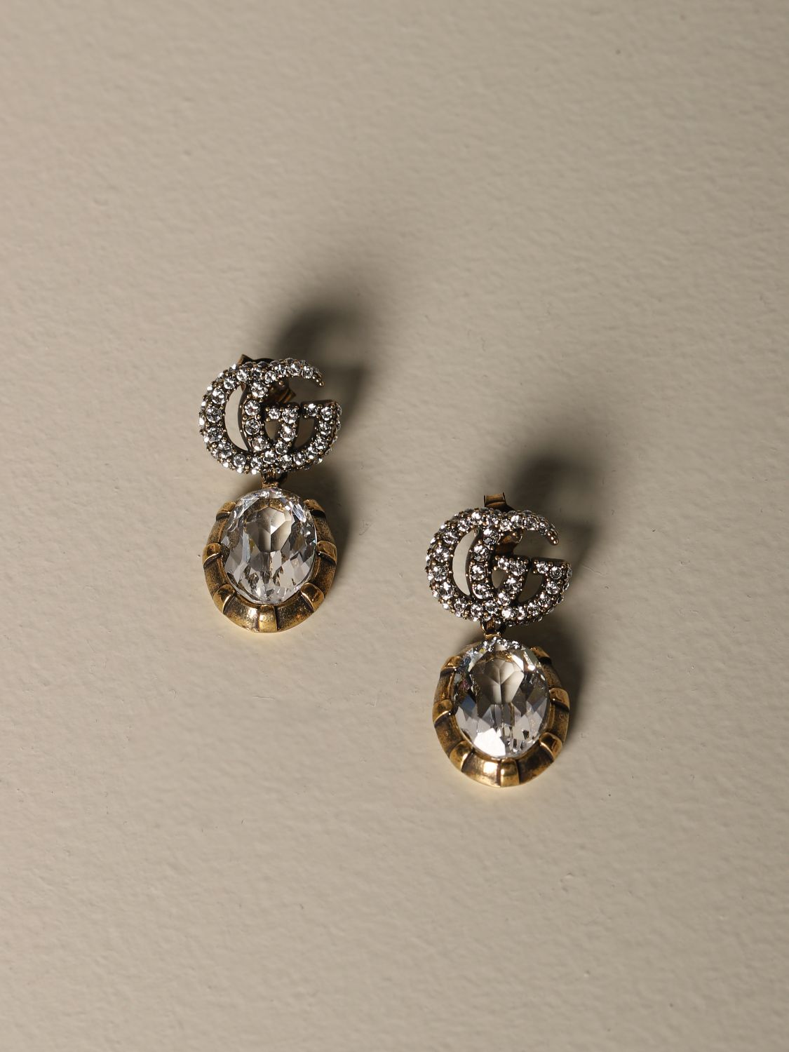 gucci crystal gg earrings