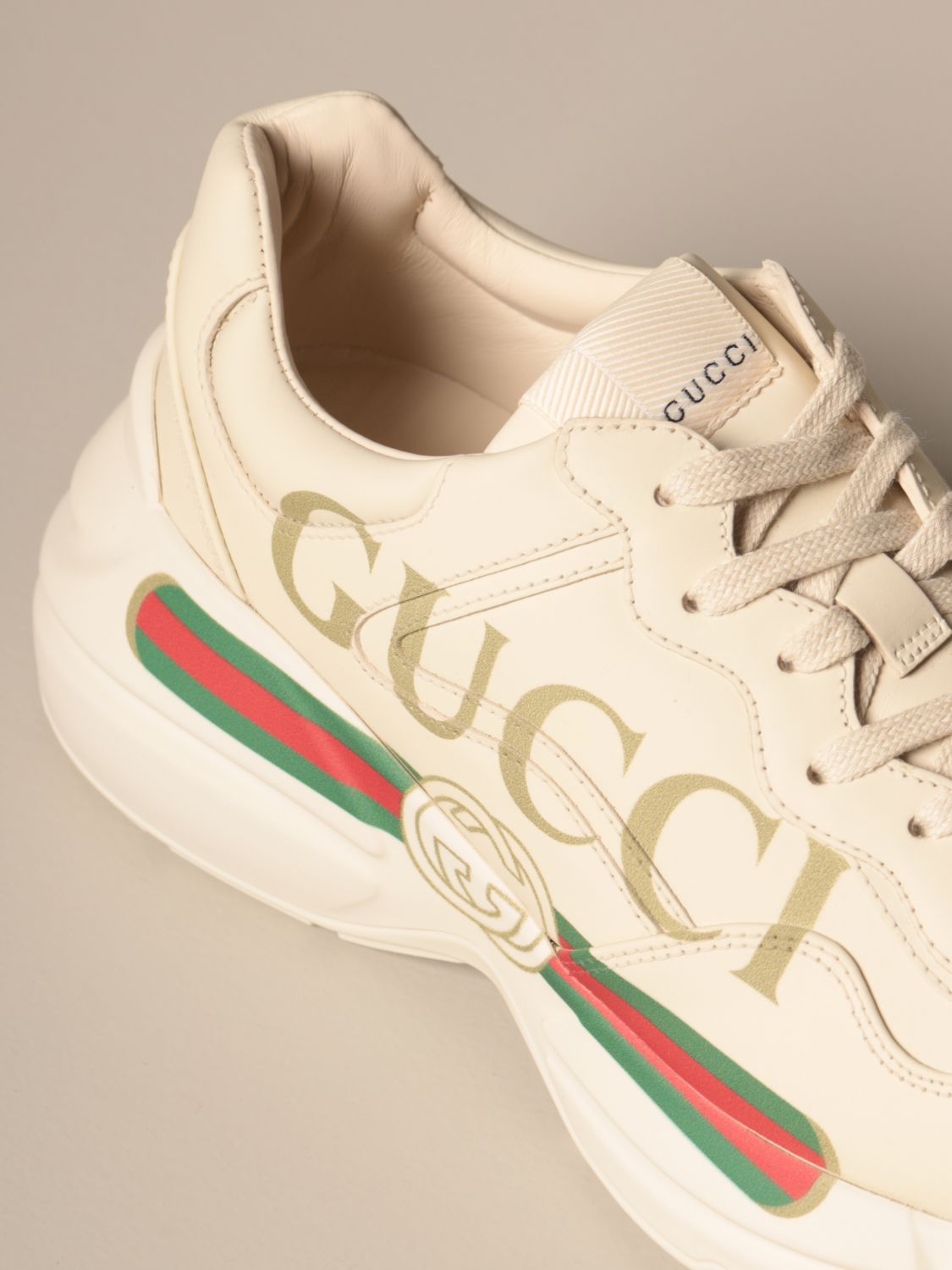 GUCCI: Rhyton sneakers in leather with vintage logo | Sneakers Gucci
