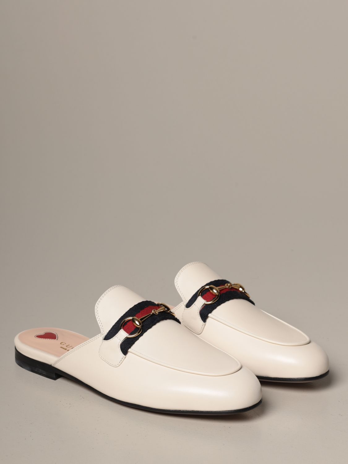 gucci leather slipper white