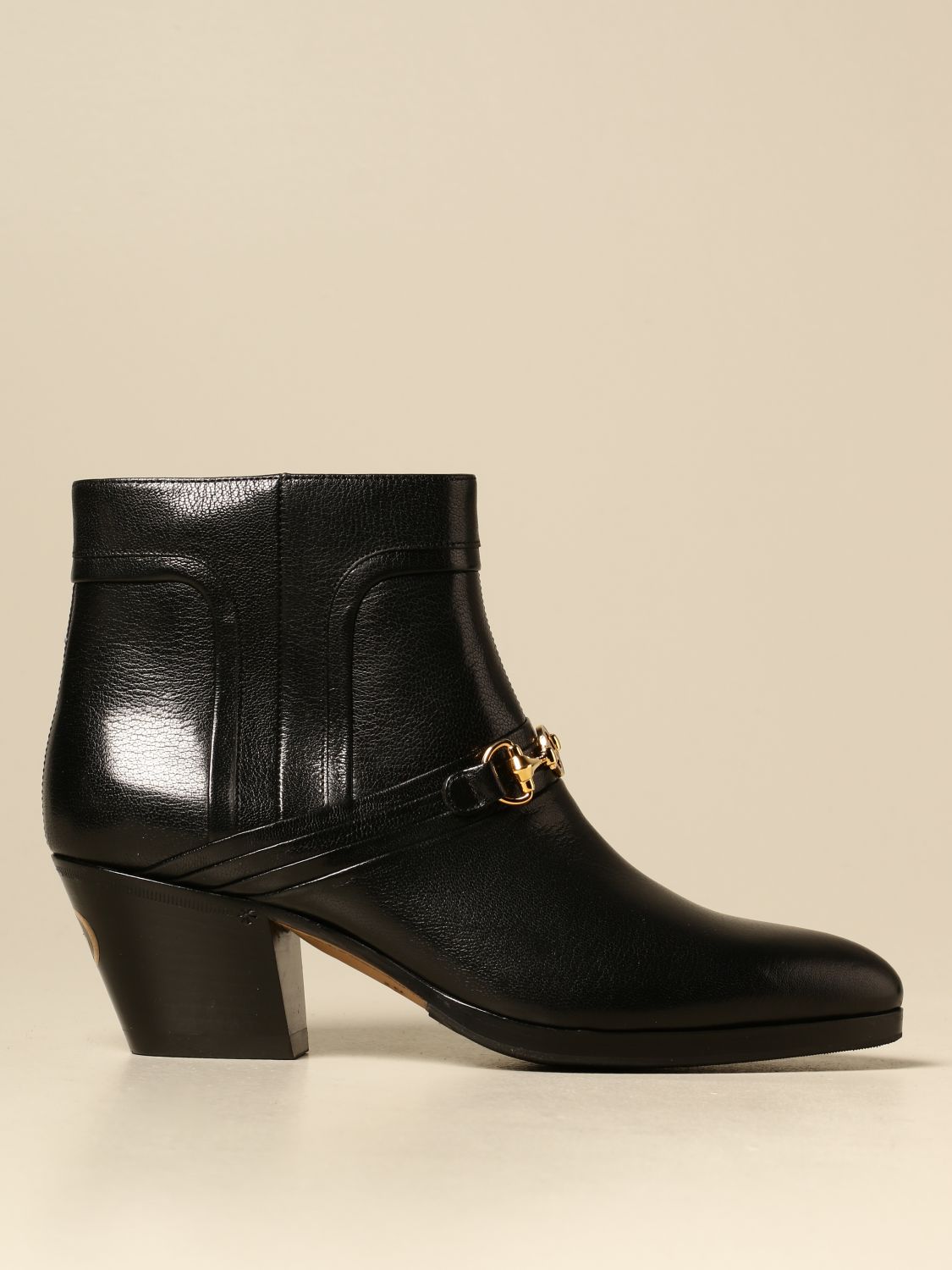 gucci women's black leather ankle boots