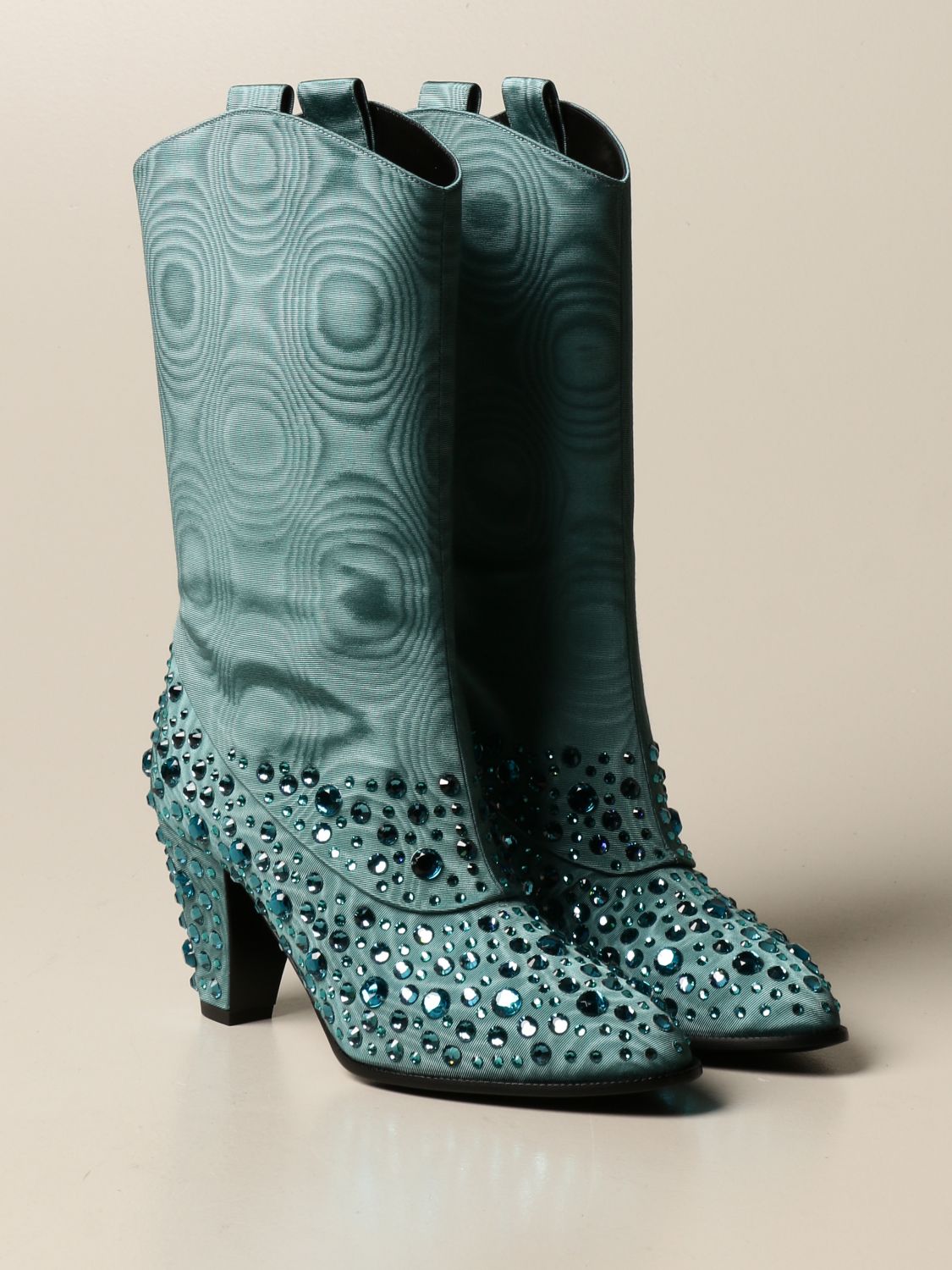GUCCI: boot in fabric with crystals - Gnawed Blue
