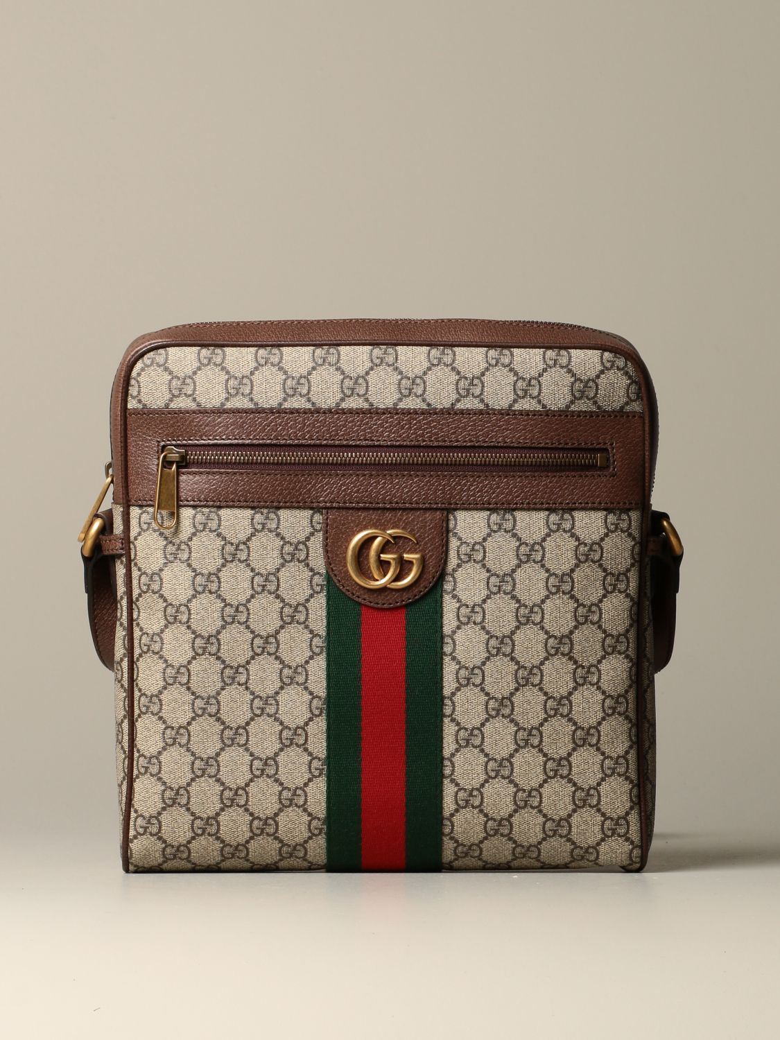 GUCCI: Ophidia GG Supreme bag with Web band - Beige | Gucci shoulder ...