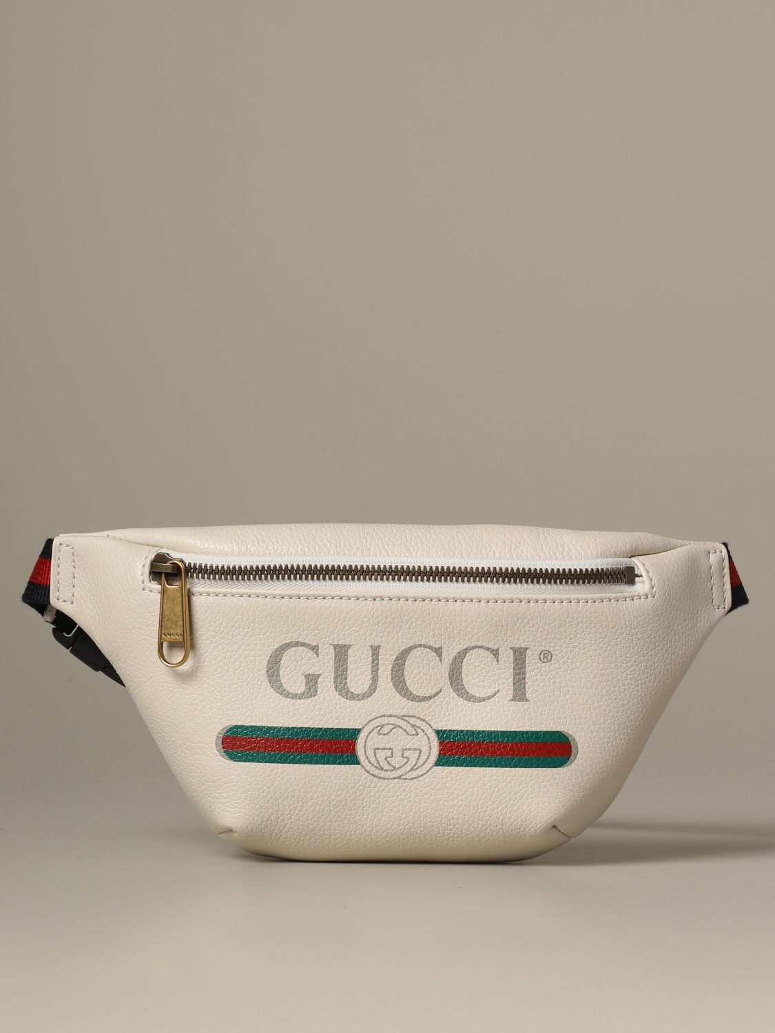 Gucci Printed Textured-leather Belt Bag In White Leather