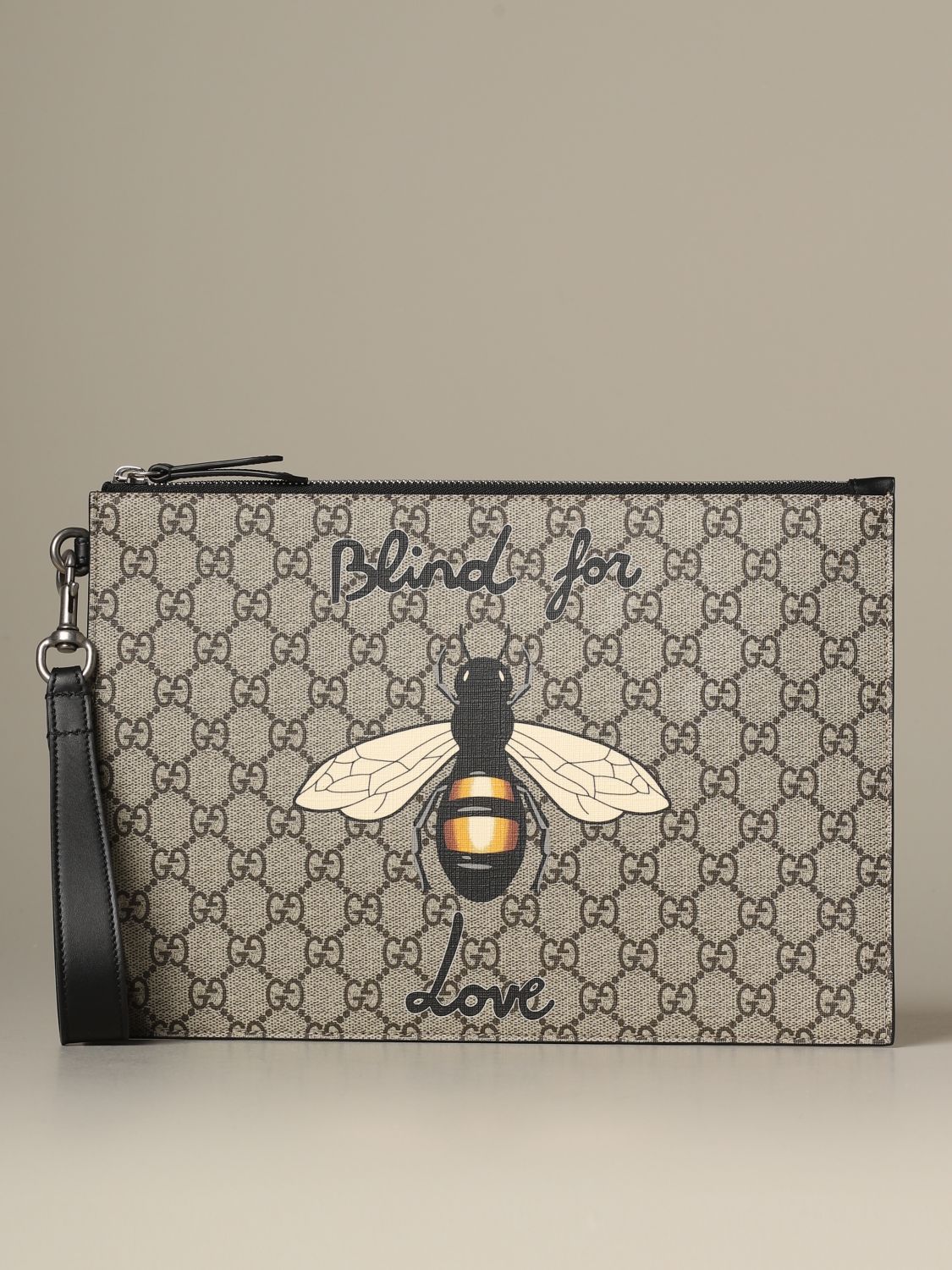 Gucci Bestery Pochette bag with bee print | Wallet Gucci Men Beige | Wallet  Gucci 473904 9CD1N Giglio EN