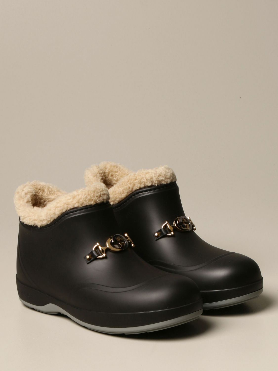 GUCCI: rubber ankle boots with GG clamp 