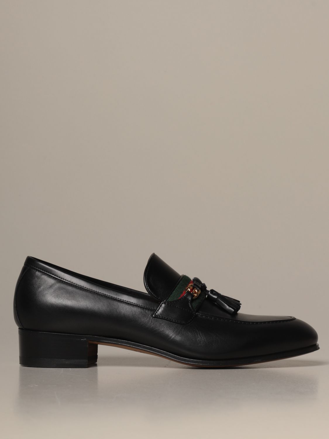 GUCCI: Paride loafers in with Web band - Black | Gucci loafers 624720 1W610 online on GIGLIO.COM