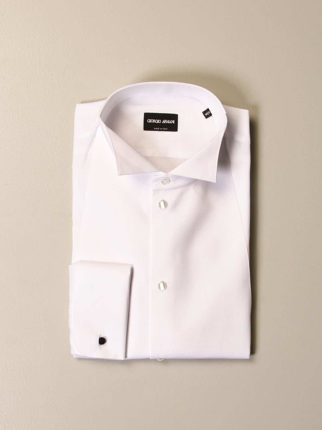 Giorgio Armani Outlet: shirt in cotton with diplomatic collar - White