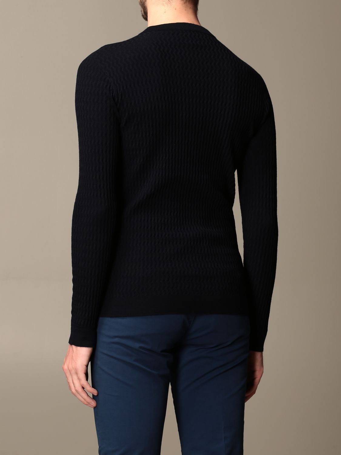 Giorgio Armani High-Rise-Hose aus Woll-Twill in Blau für Herren Herren Bekleidung Pullover und Strickware Ärmellose Pullover 