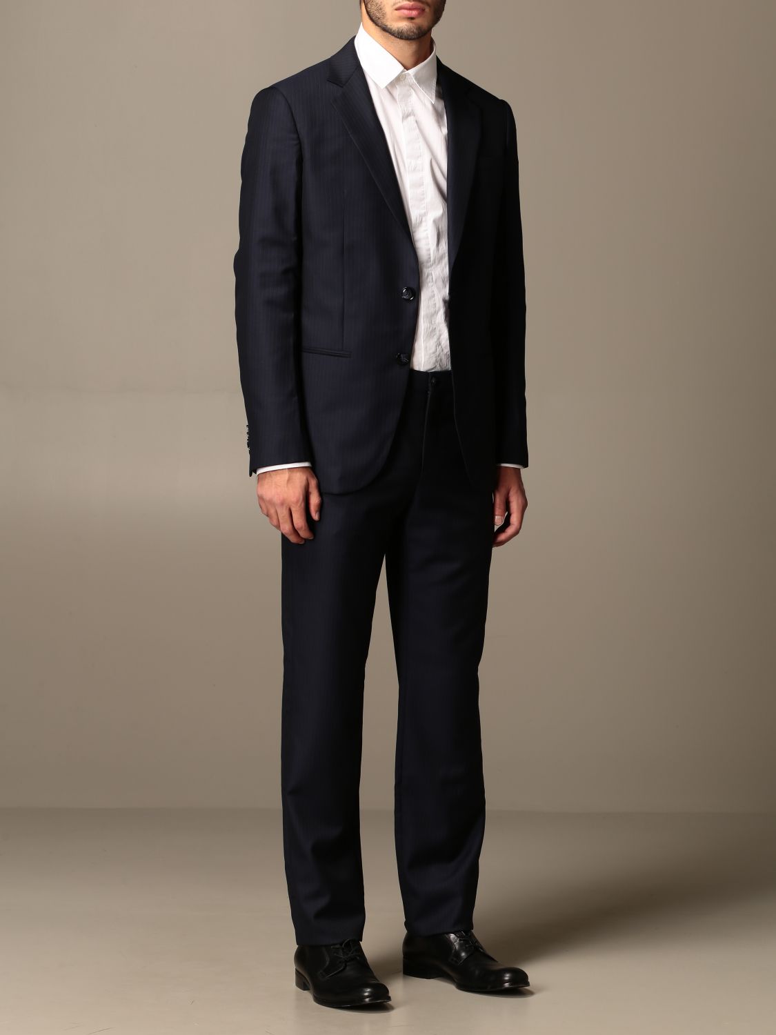 Giorgio Armani Outlet: Soho slim suit in virgin wool - Blue | Giorgio Armani  suit 8WGAV007 T01Z5 online on 