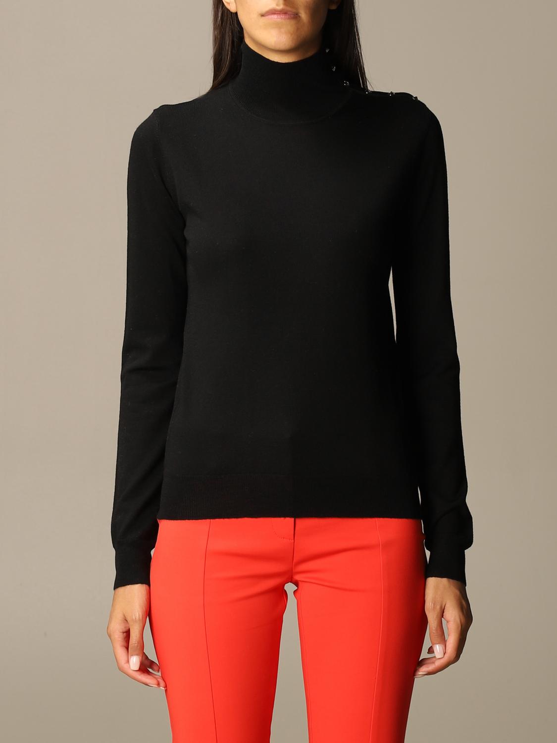 Patrizia Pepe Turtleneck With Buttons In Black