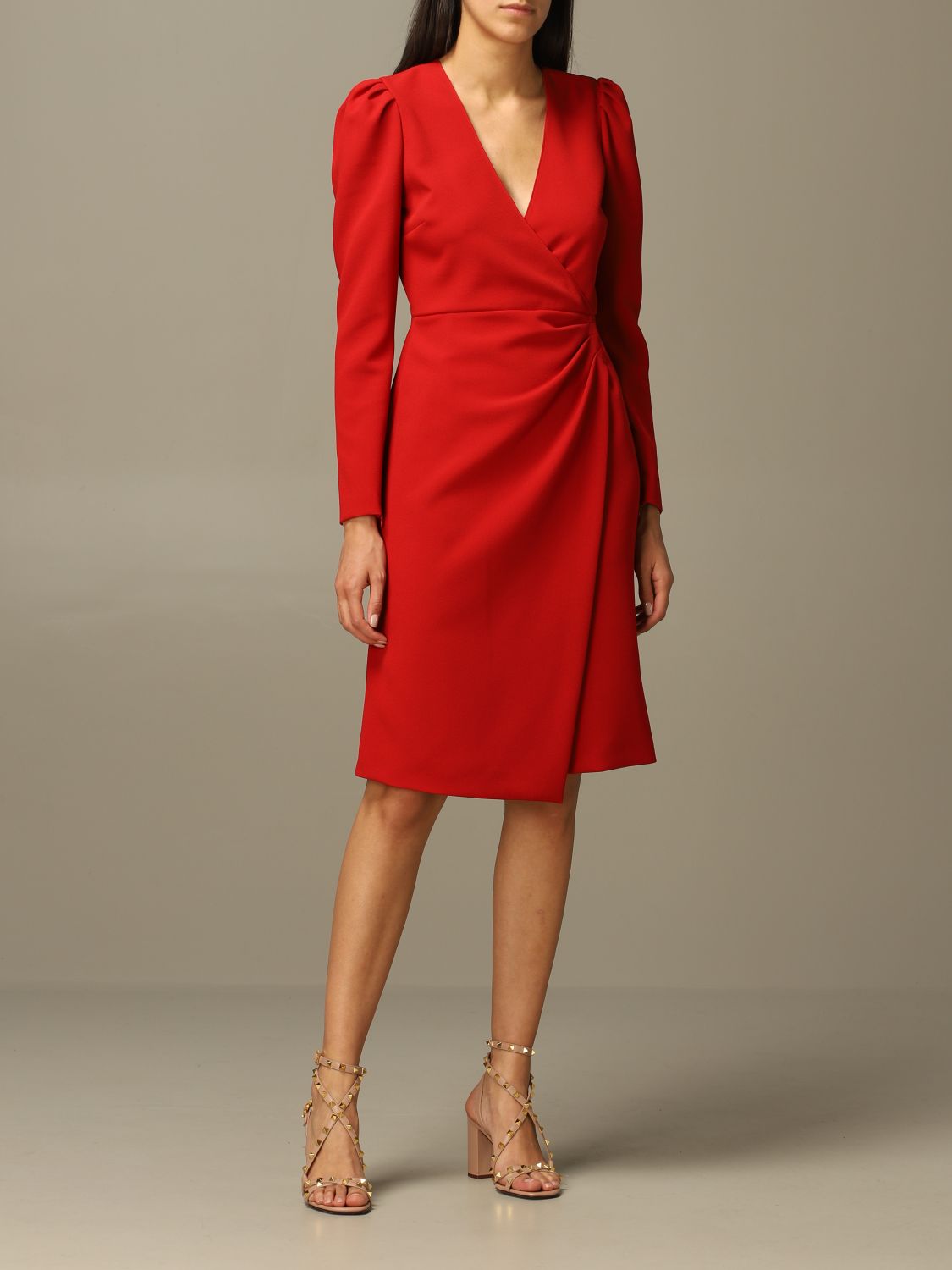 Red Valentino Outlet: dress double crêpe - Red | Valentino dress UR3VAT14 562 online on