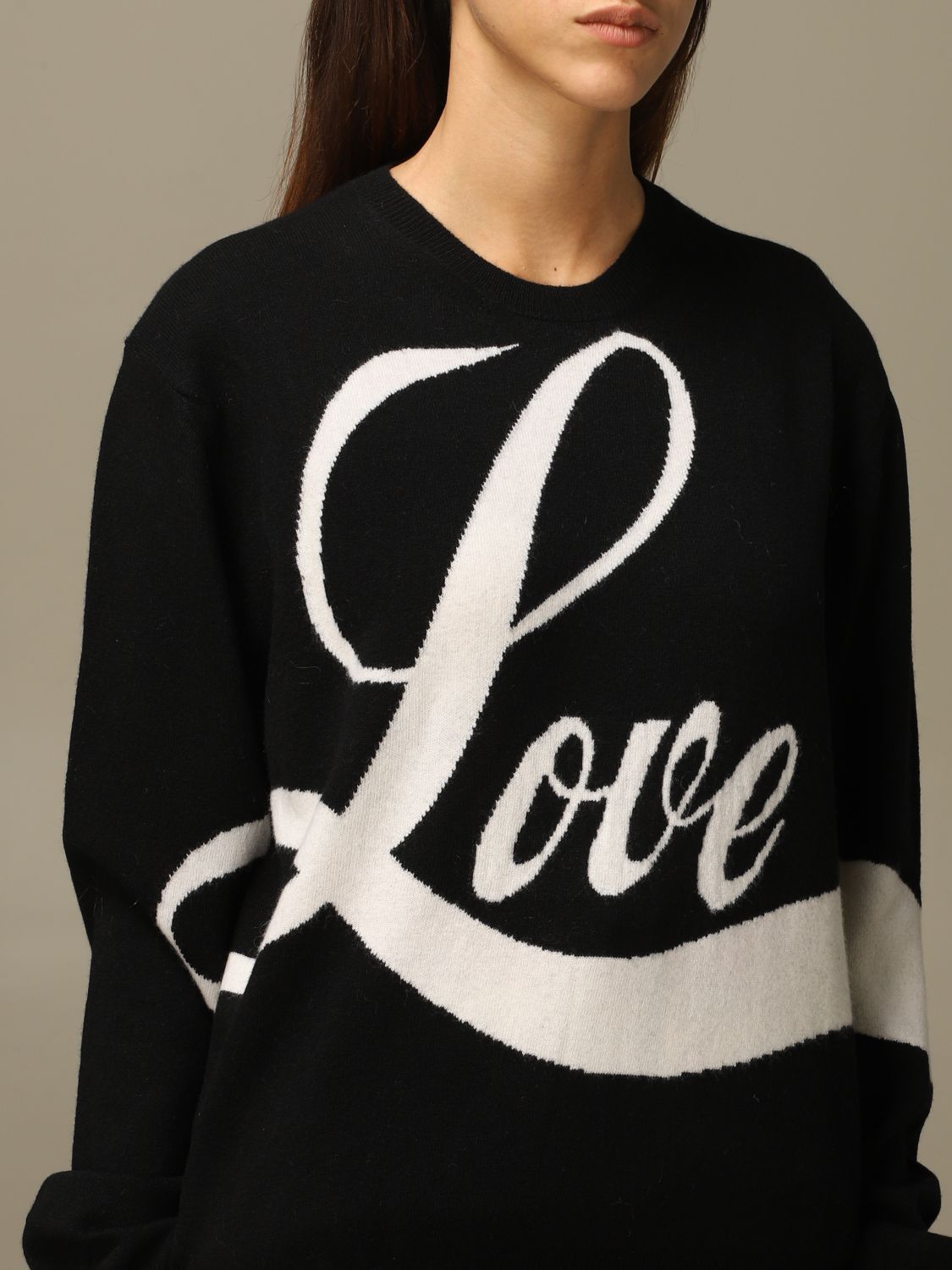 N° 21 Outlet: N ° 21 sweater in virgin wool with jacquard love writing ...